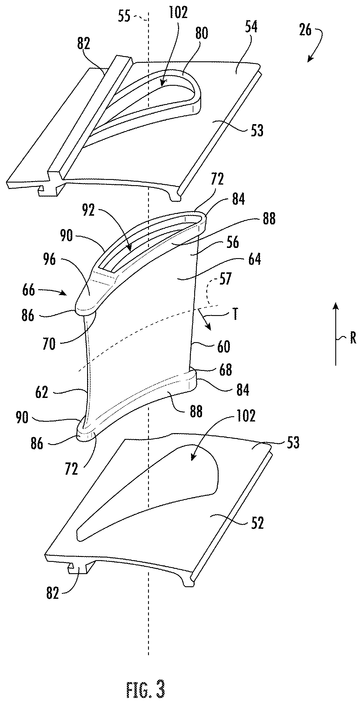 Patent US12338749 Figure 3 – Cooling circuit for a stator vane braze joint