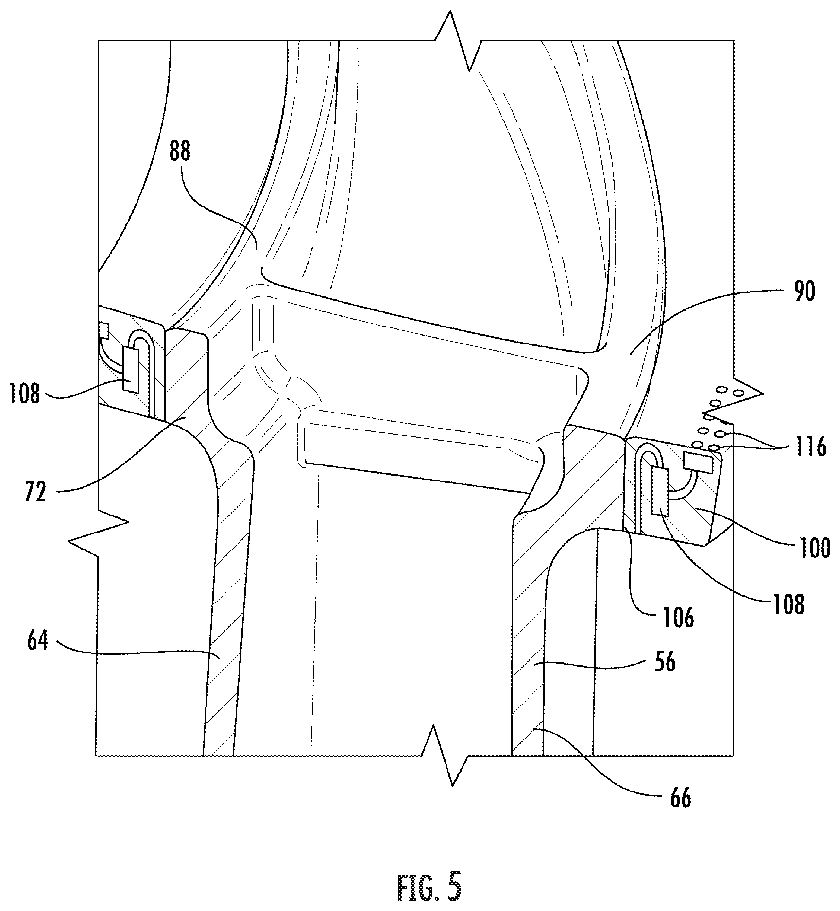 Patent US12338749 Figure 5 – Cooling circuit for a stator vane braze joint