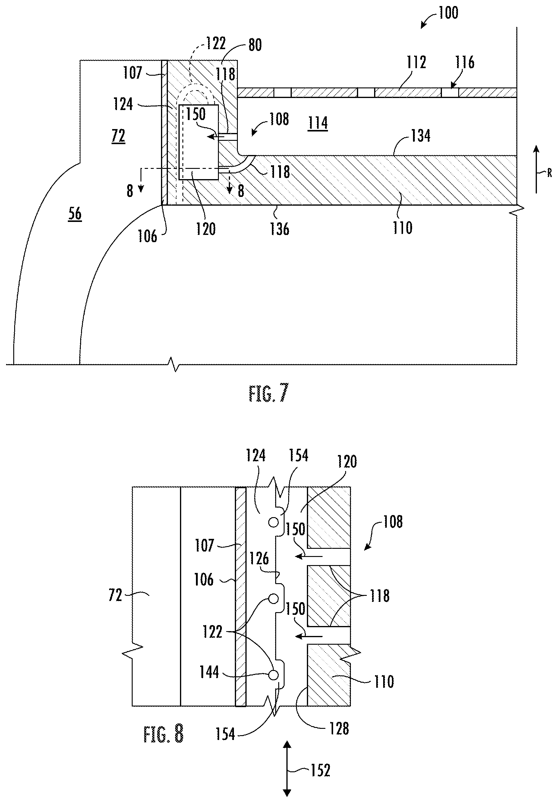 Patent US12338749 Figure 7 – Cooling circuit for a stator vane braze joint