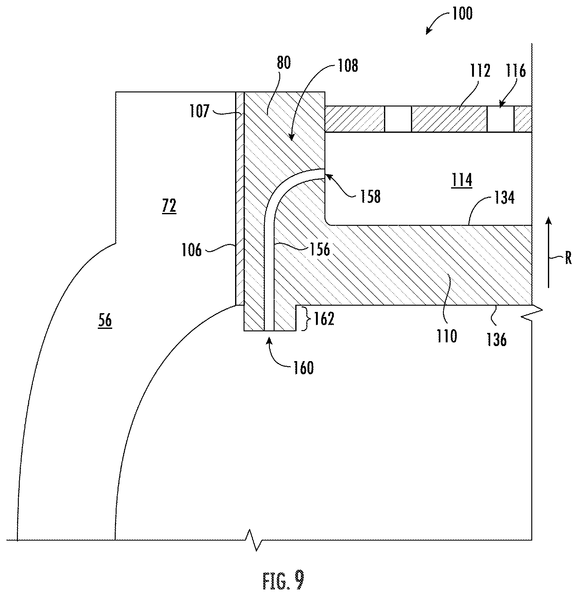 Patent US12338749 Figure 8 – Cooling circuit for a stator vane braze joint