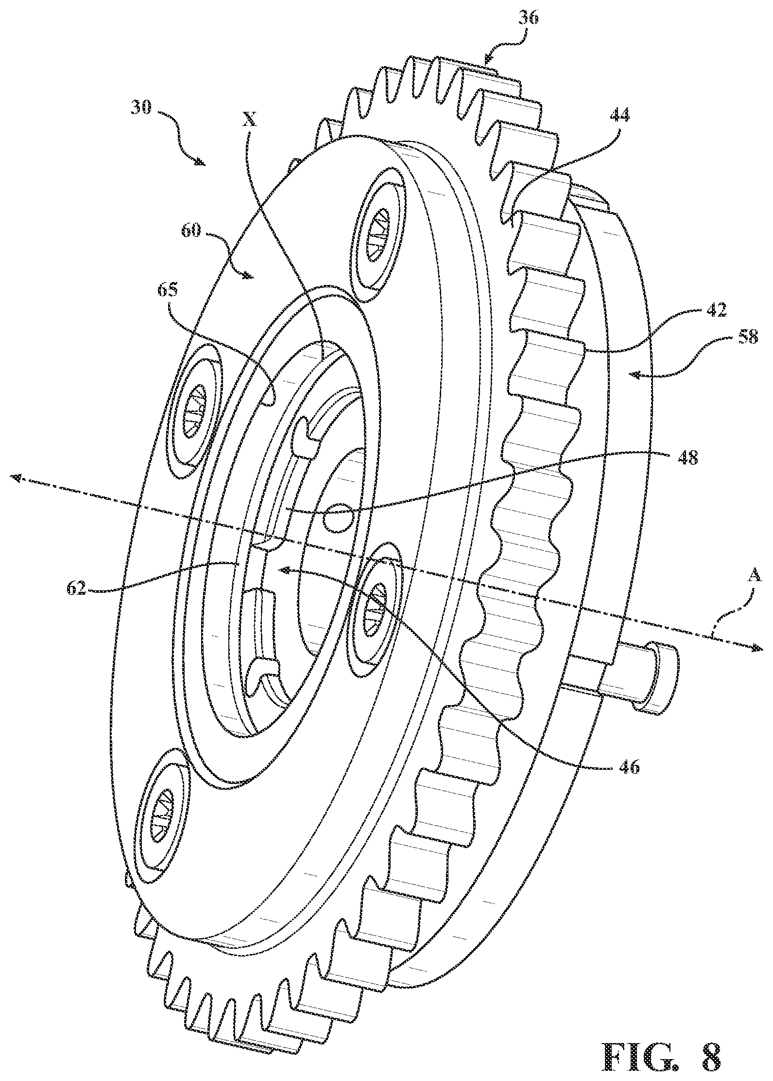 Patent US12338753 Figure 8 – Variable cam timing phaser