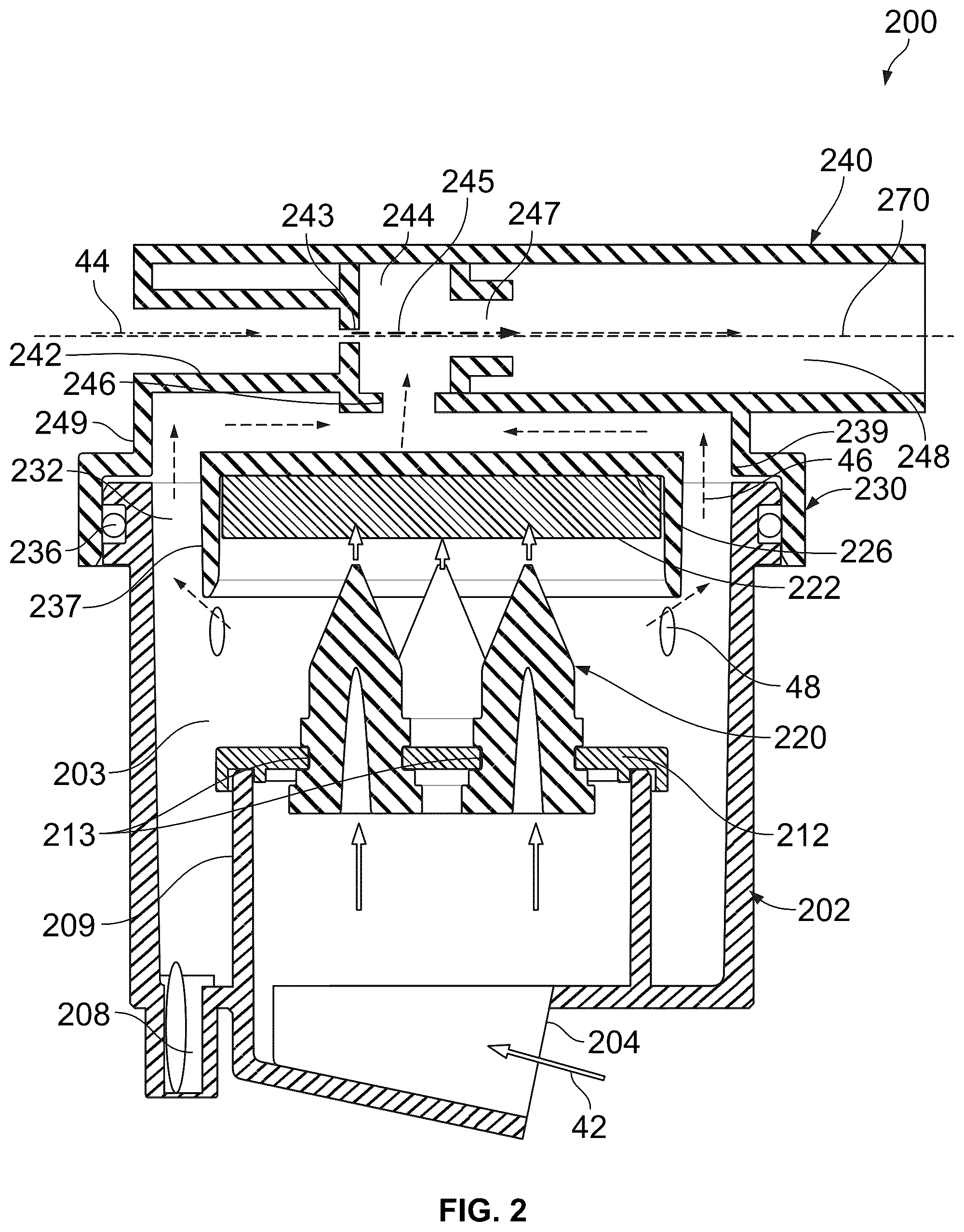 Patent US12338755 Figure 2 – Compressed gas assisted inertial impactor with elastomeric nozzles