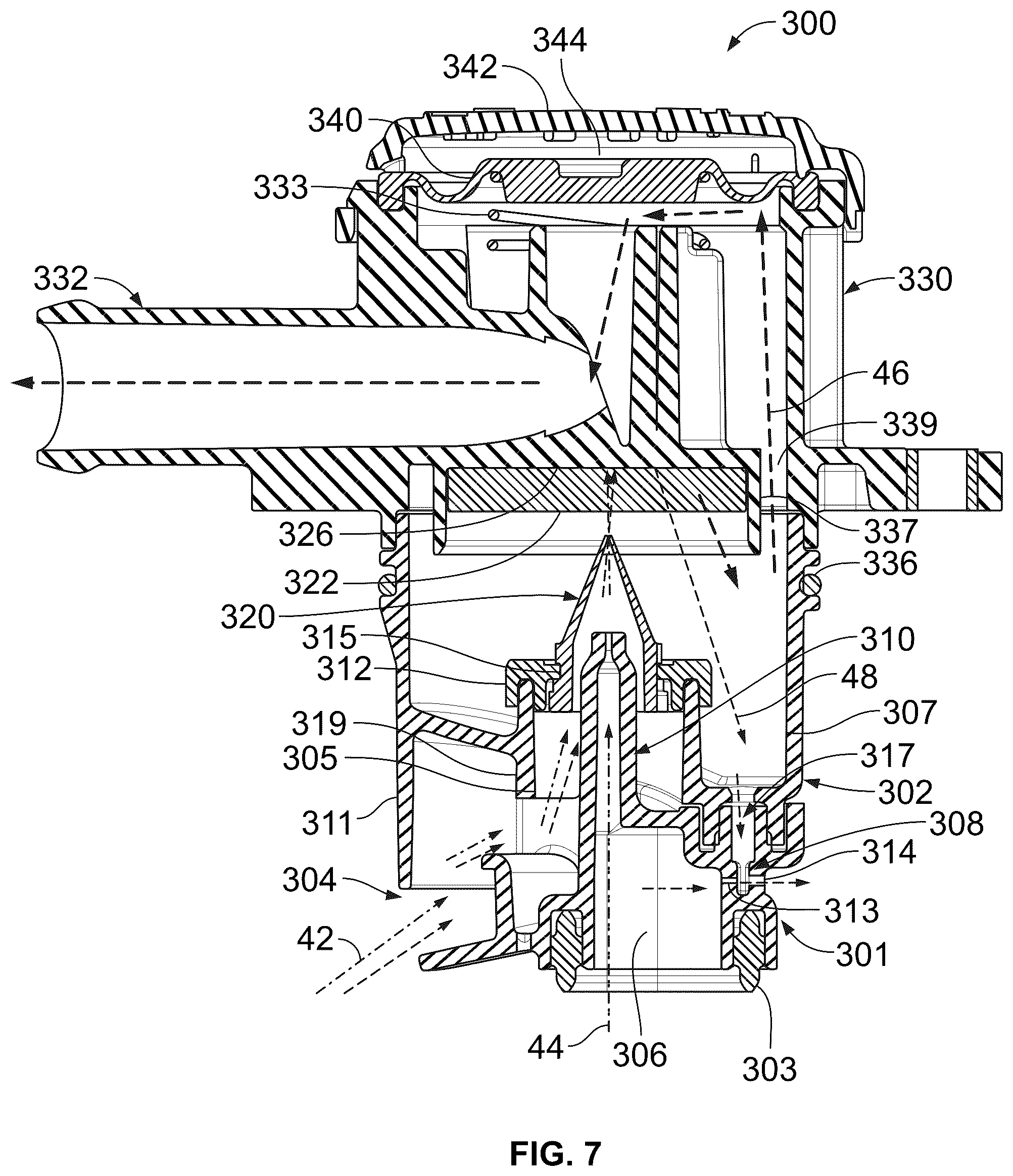 Patent US12338755 Figure 8 – Compressed gas assisted inertial impactor with elastomeric nozzles