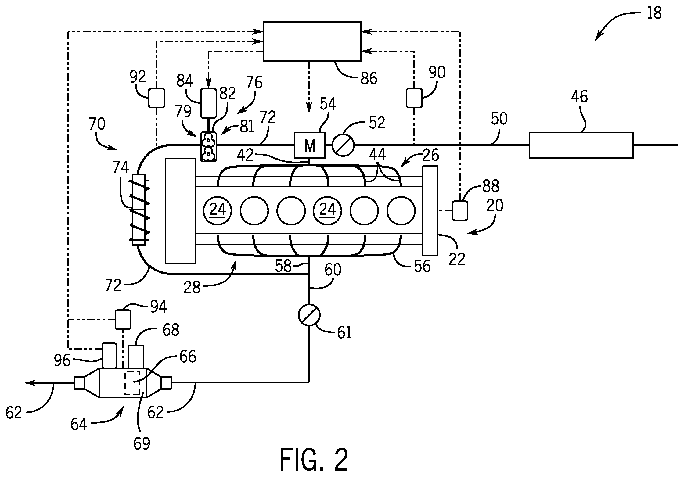 Patent US12338759 Figure 2 – Aftertreatment system for work vehicle engine system and engine system using same