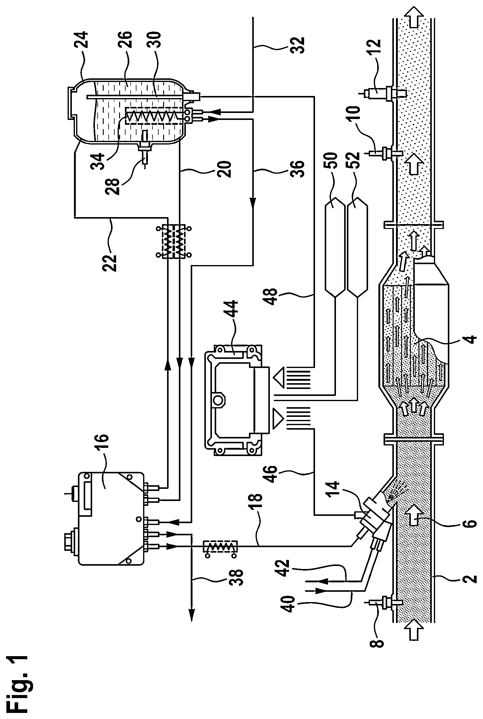 Patent US12338760 Figure 1 – Pressure control in an exhaust aftertreatment system