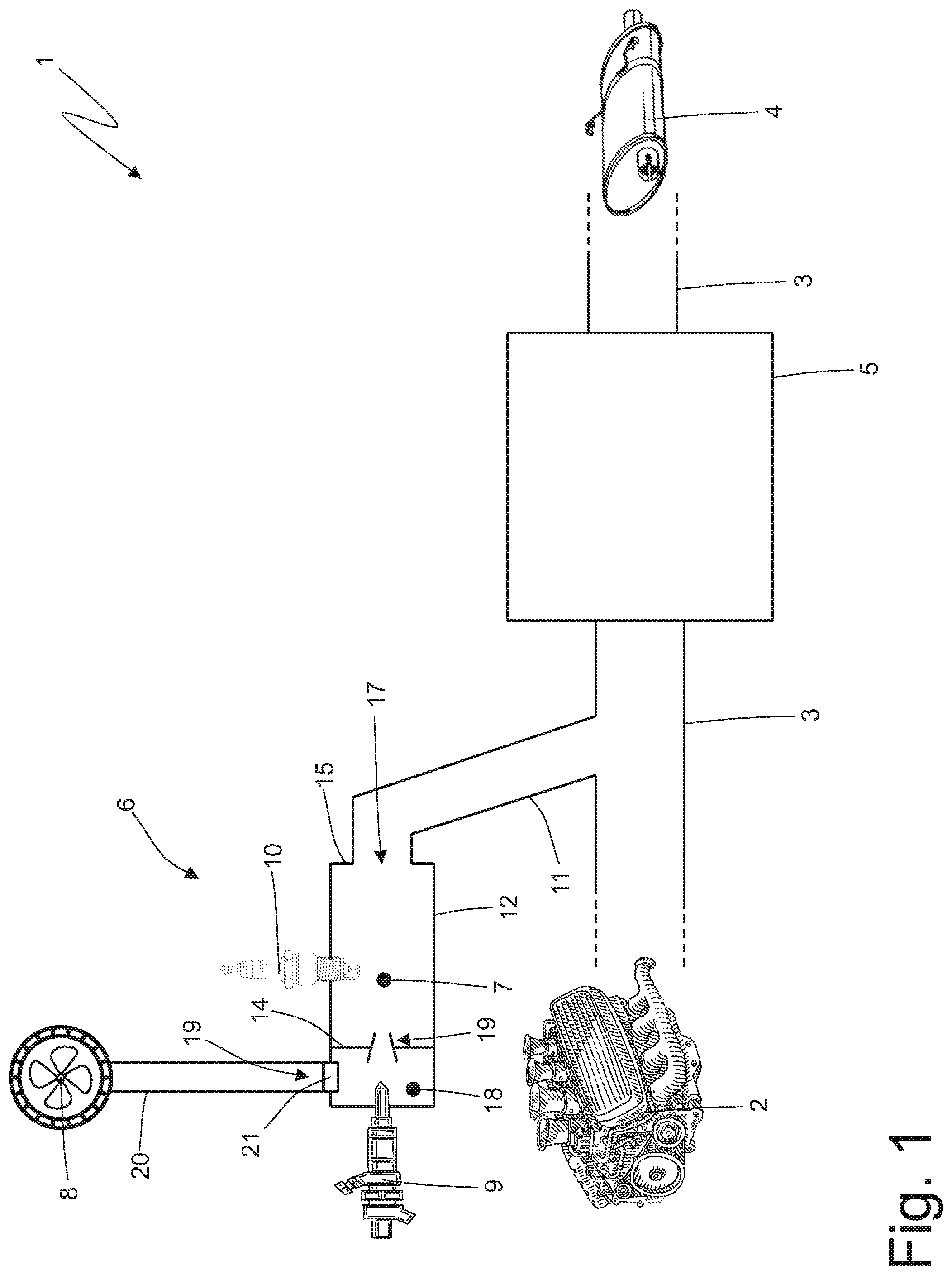 Patent US12338761 Figure 1 – Heating device for an exhaust system of an internal combustion engine