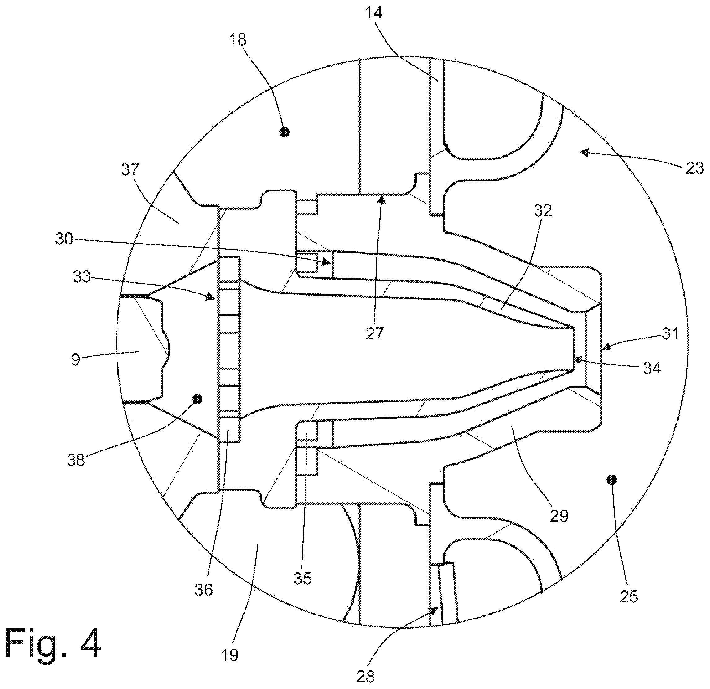 Patent US12338761 Figure 4 – Heating device for an exhaust system of an internal combustion engine