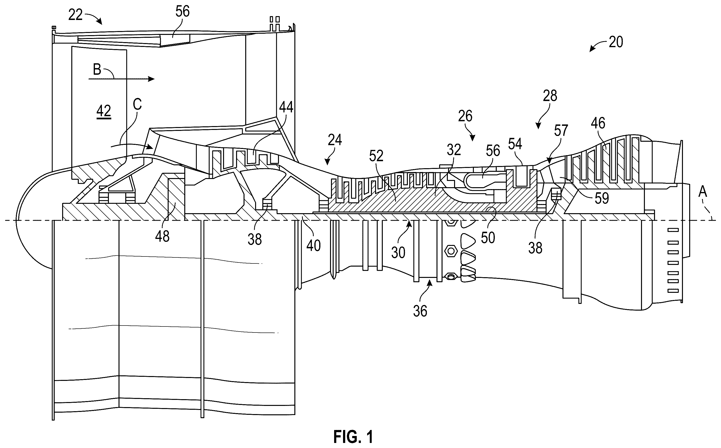 Patent US12338768 Figure 1 – Hybrid electric hydrogen engine for aircraft