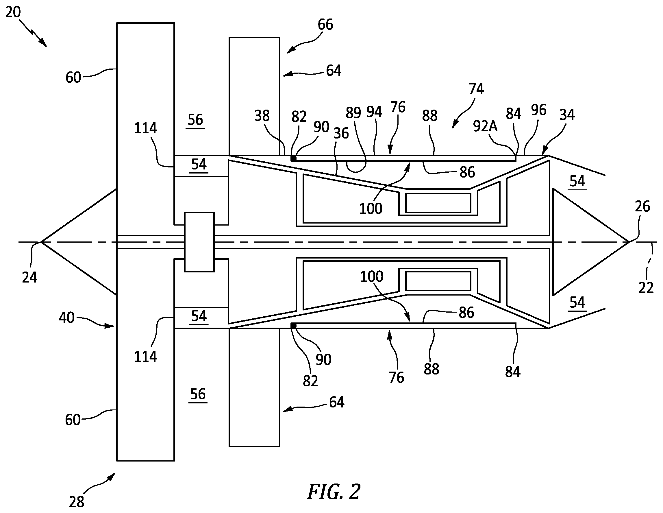 Patent US12338770 Figure 2 – Thrust diverter for an open rotor aircraft propulsion system
