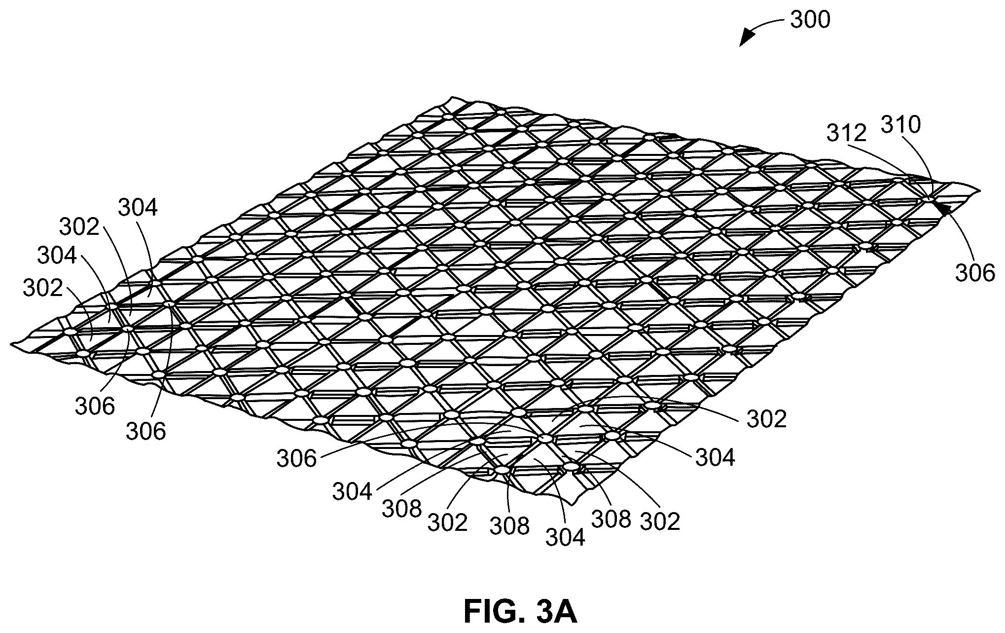Patent US12338771 Figure 3 – Unit cell structures including stiffening patterns