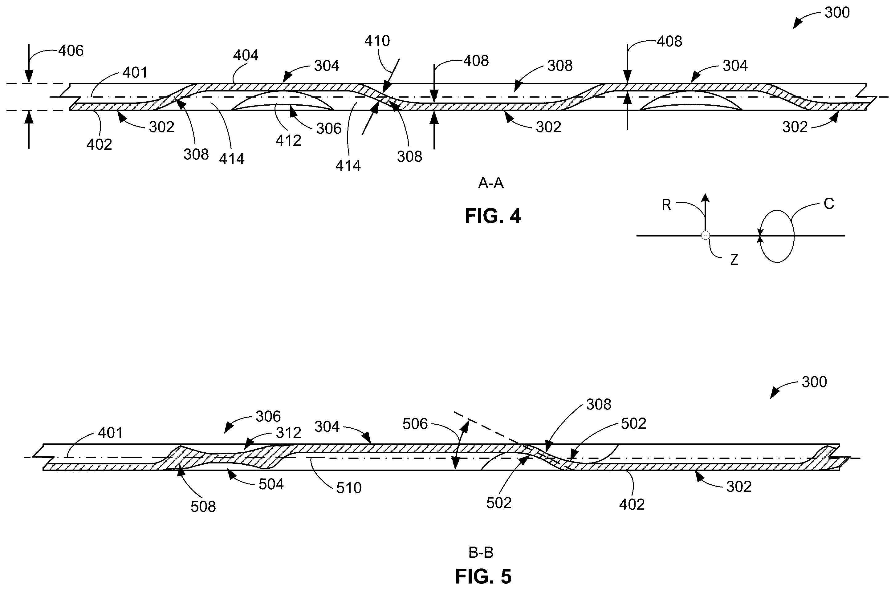 Patent US12338771 Figure 5 – Unit cell structures including stiffening patterns