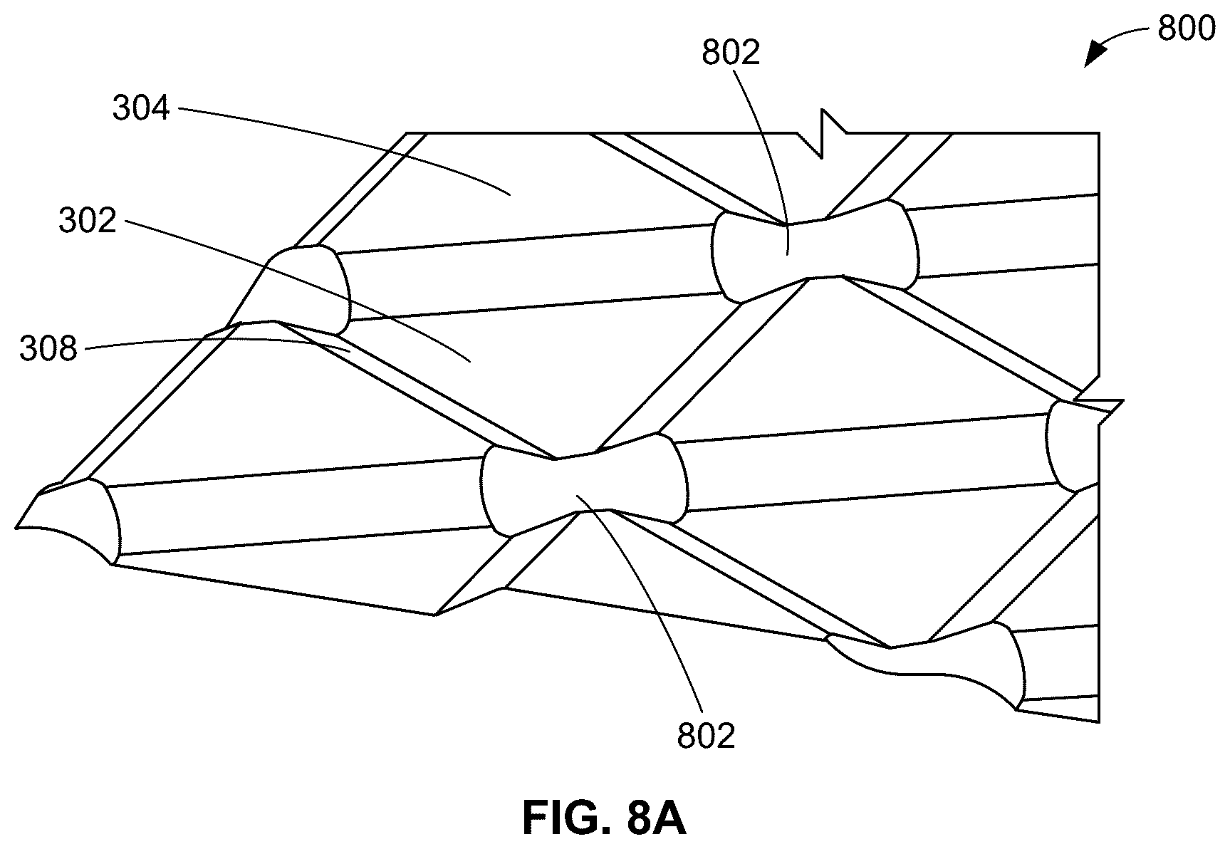 Patent US12338771 Figure 8 – Unit cell structures including stiffening patterns