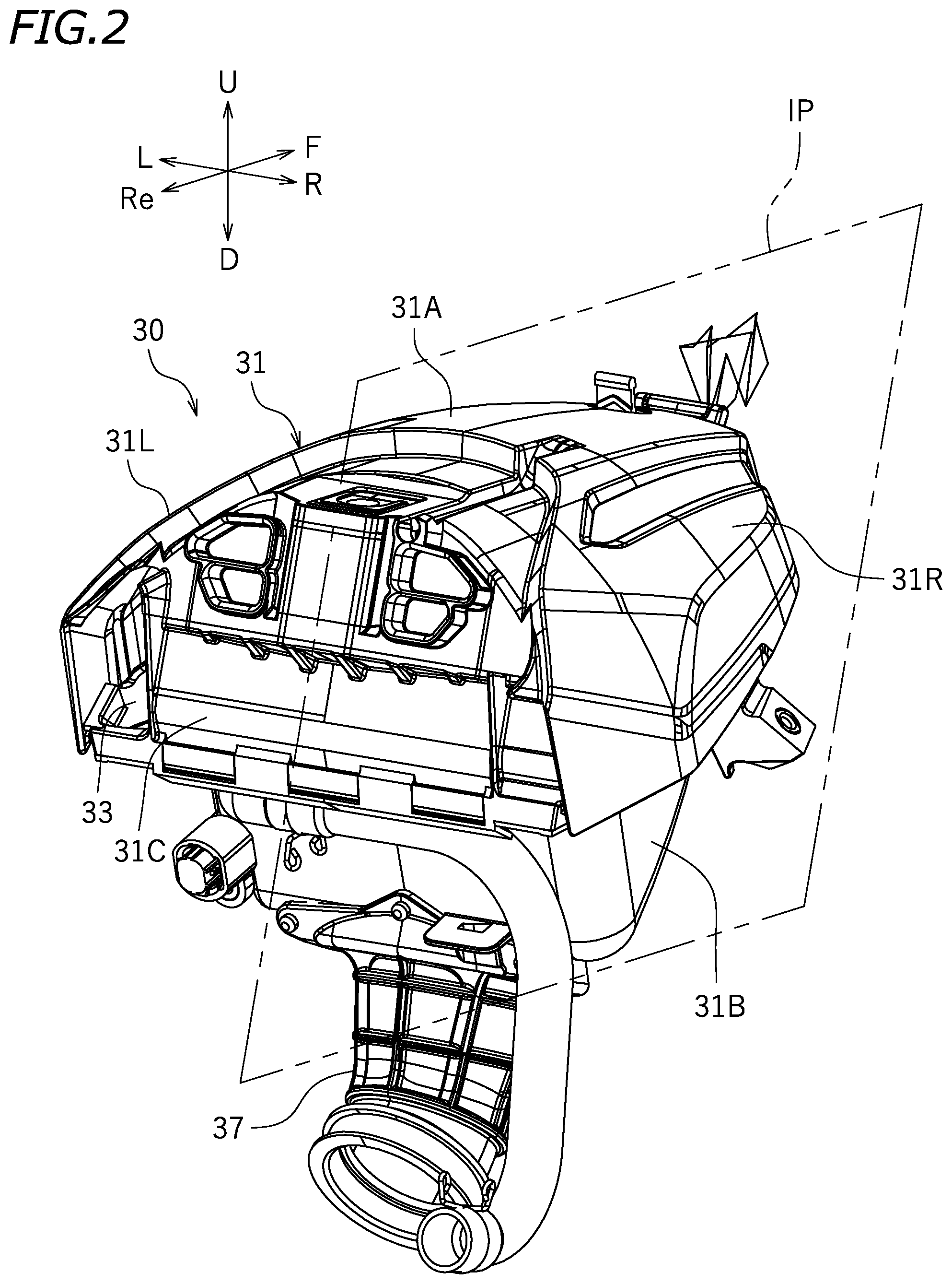 Patent US12338782 Figure 2 – Air cleaner and straddled vehicle including the same