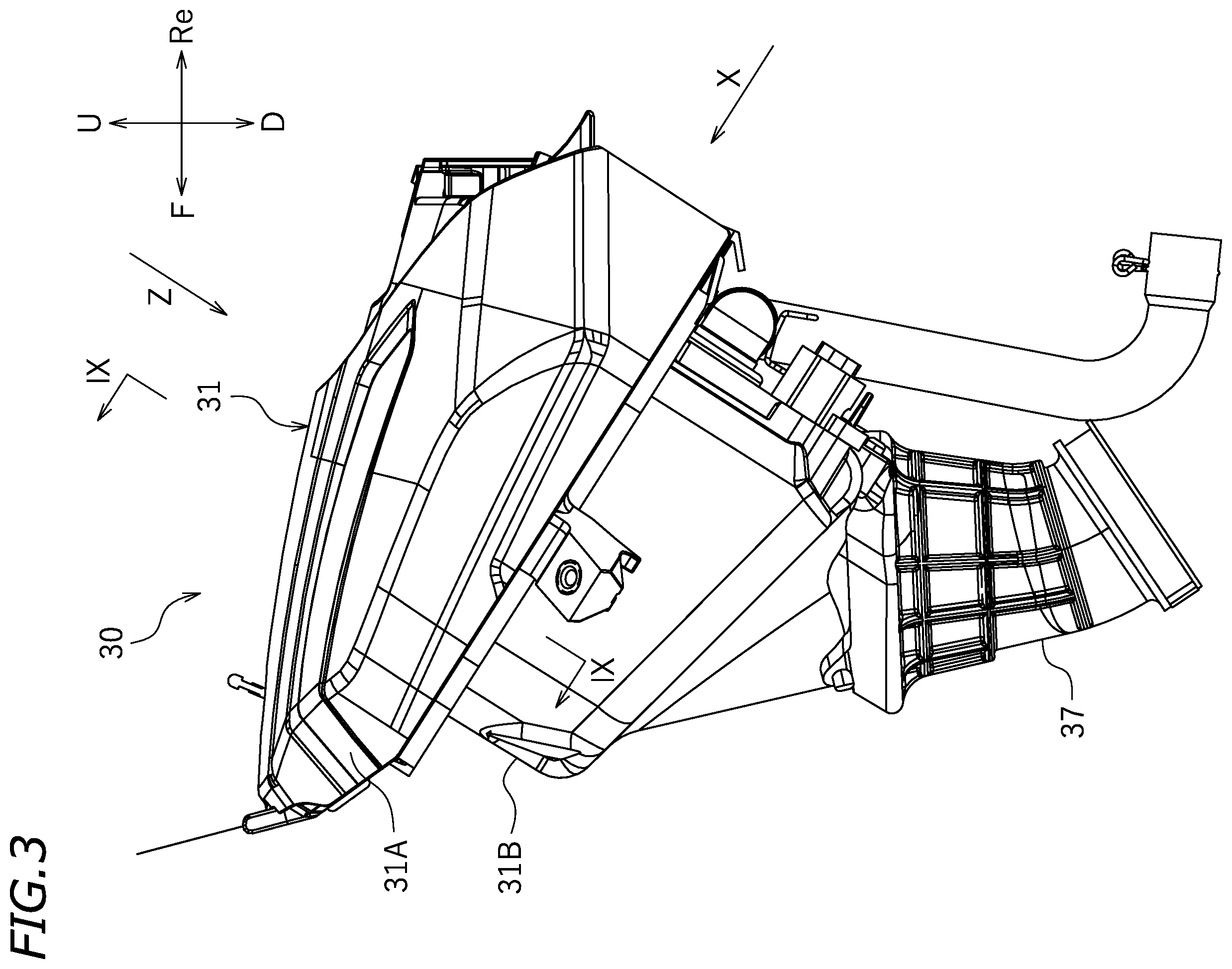 Patent US12338782 Figure 3 – Air cleaner and straddled vehicle including the same