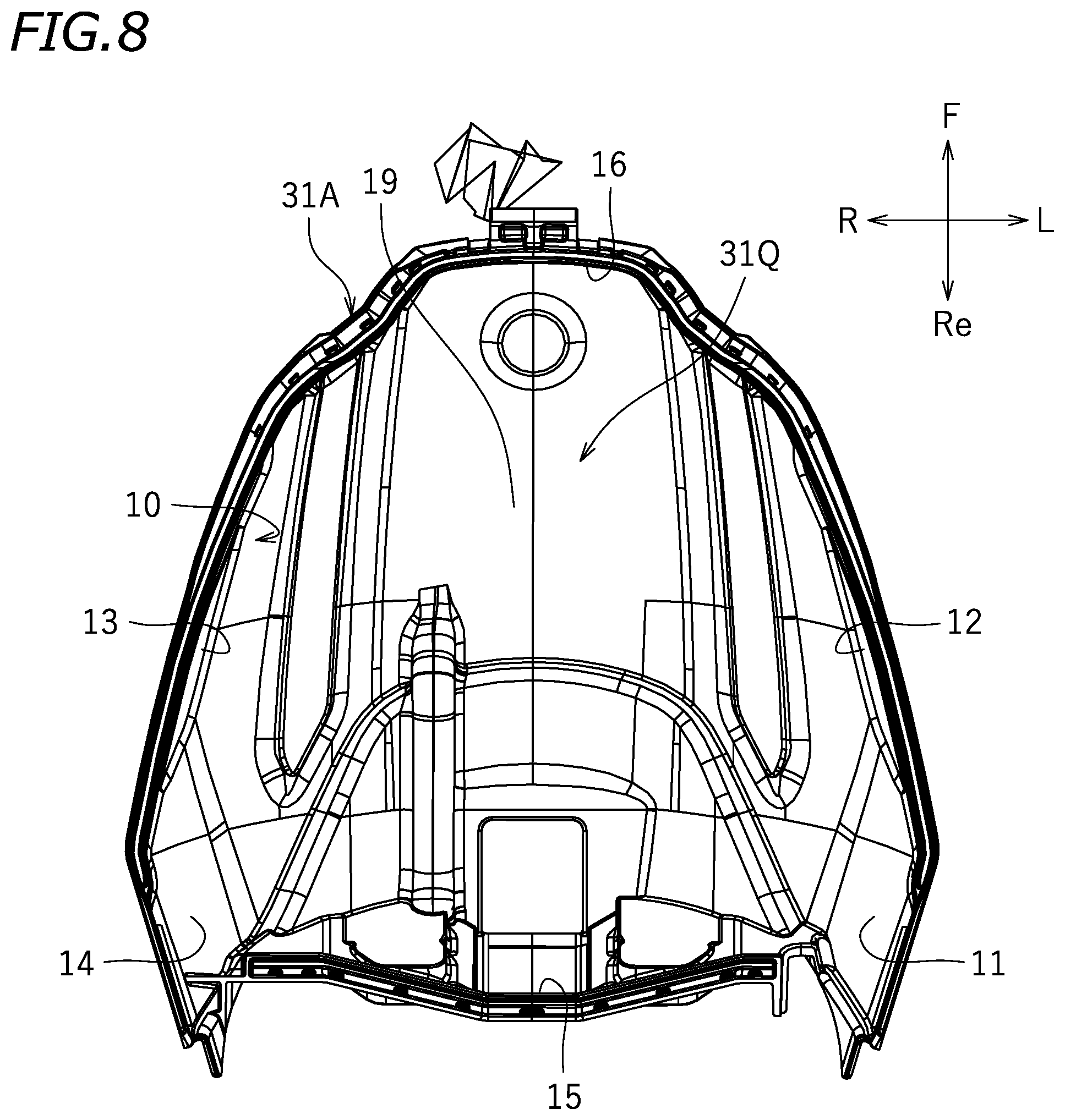 Patent US12338782 Figure 8 – Air cleaner and straddled vehicle including the same