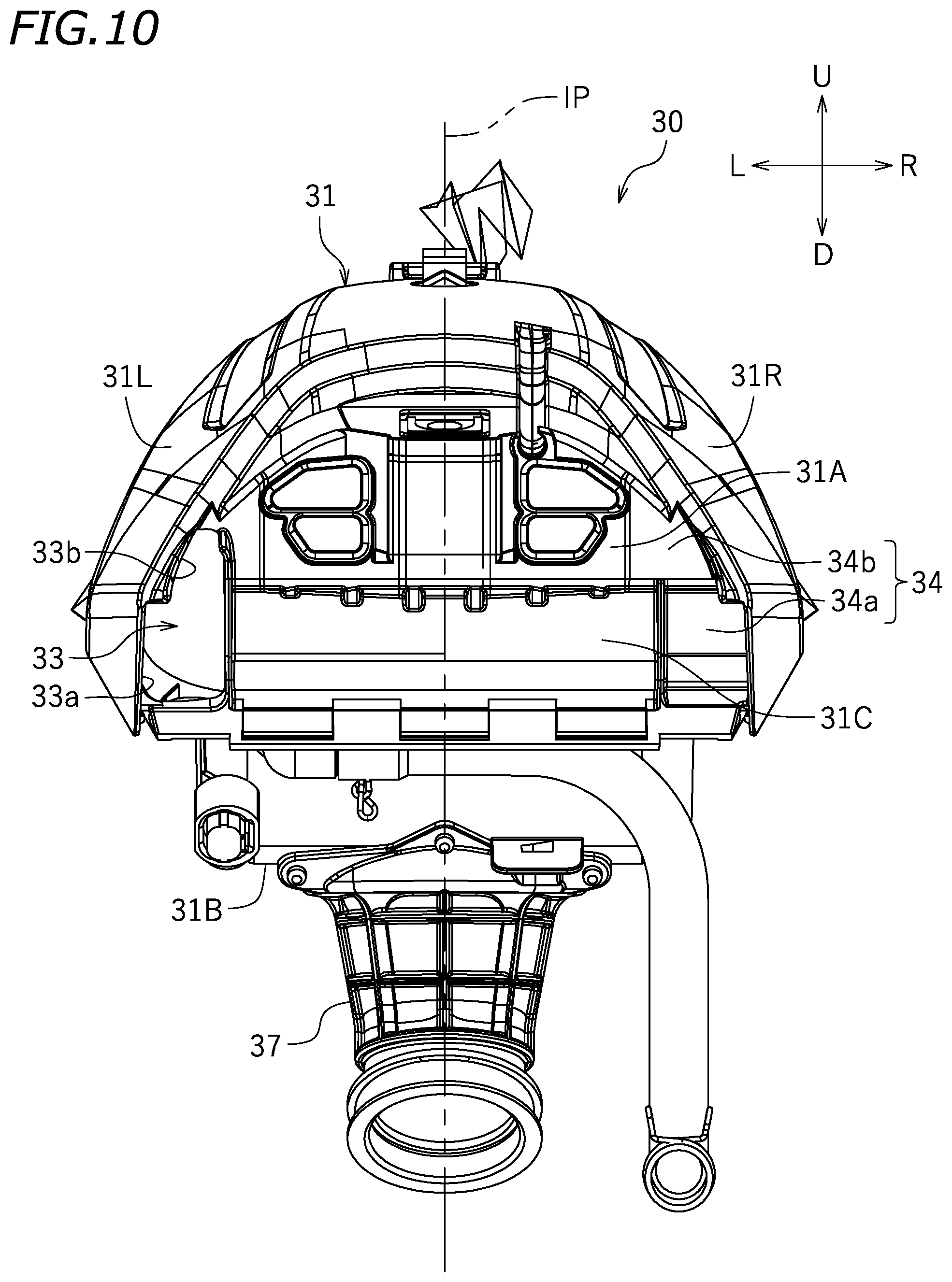 Patent US12338782 Figure 10 – Air cleaner and straddled vehicle including the same