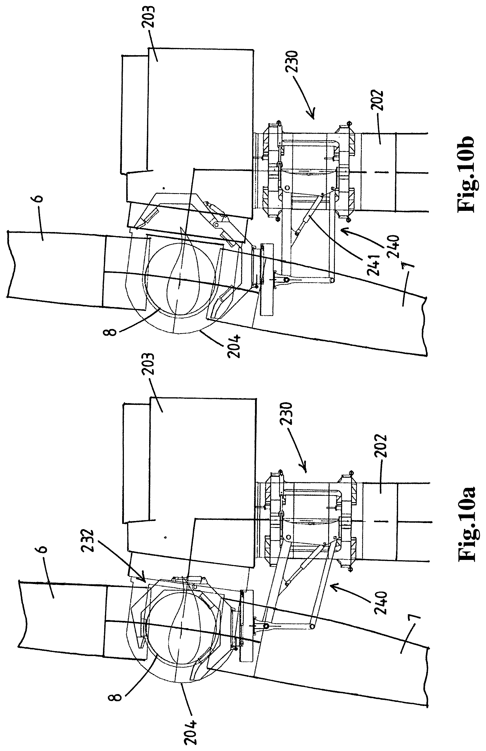 Patent US12338789 Figure 10 – Installation of a rotor blade in horizontal orientation to the hub of a horizontal axis offshore wind turbine that is located offshore