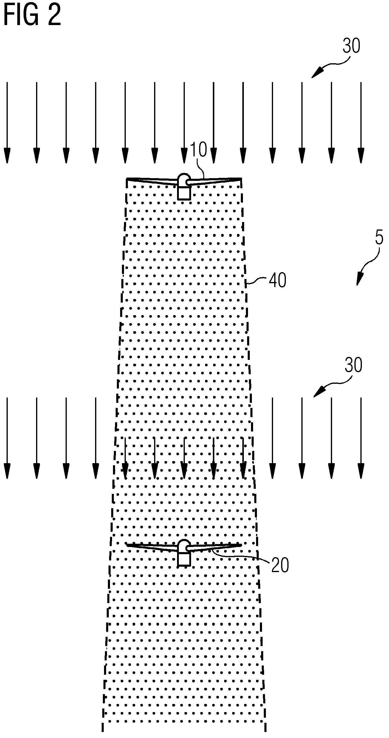 Patent US12338795 Figure 2 – Method for commanding an upstream wind turbine in a wind farm