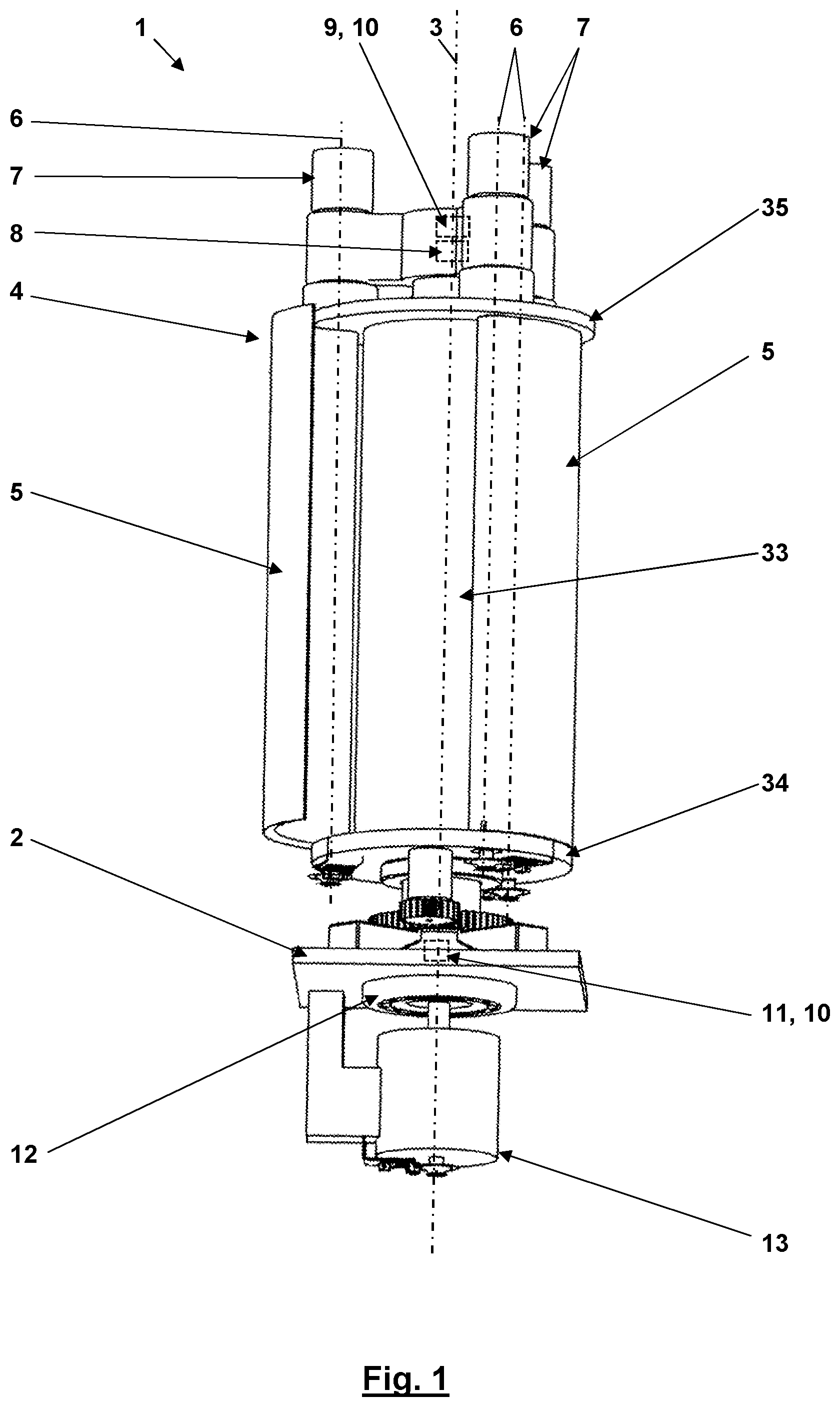 Patent US12338796 Figure 1 – Flow power plant having pivoting blades