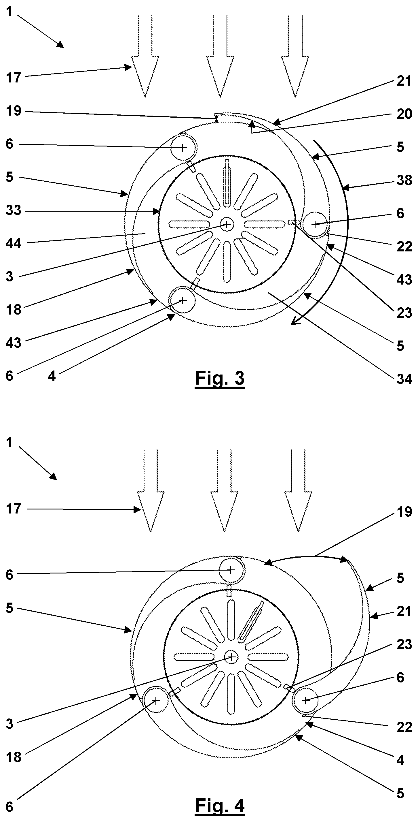 Patent US12338796 Figure 3 – Flow power plant having pivoting blades