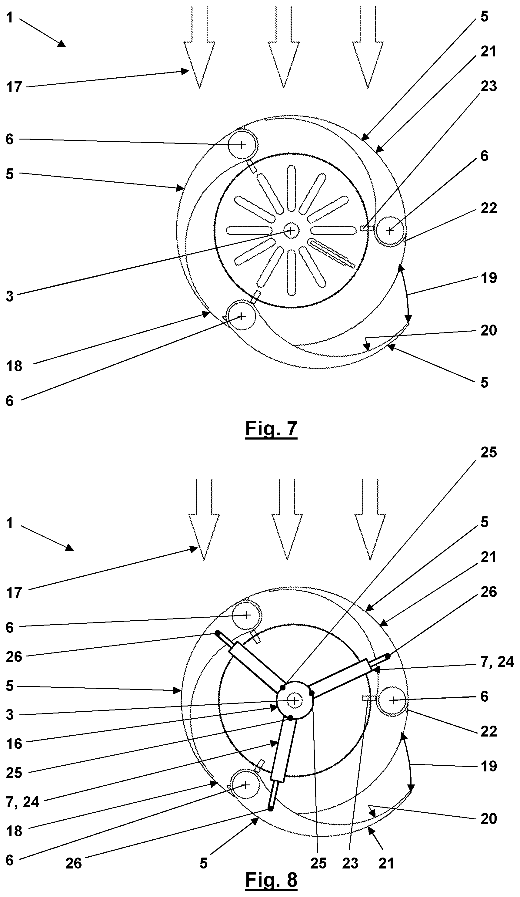 Patent US12338796 Figure 5 – Flow power plant having pivoting blades