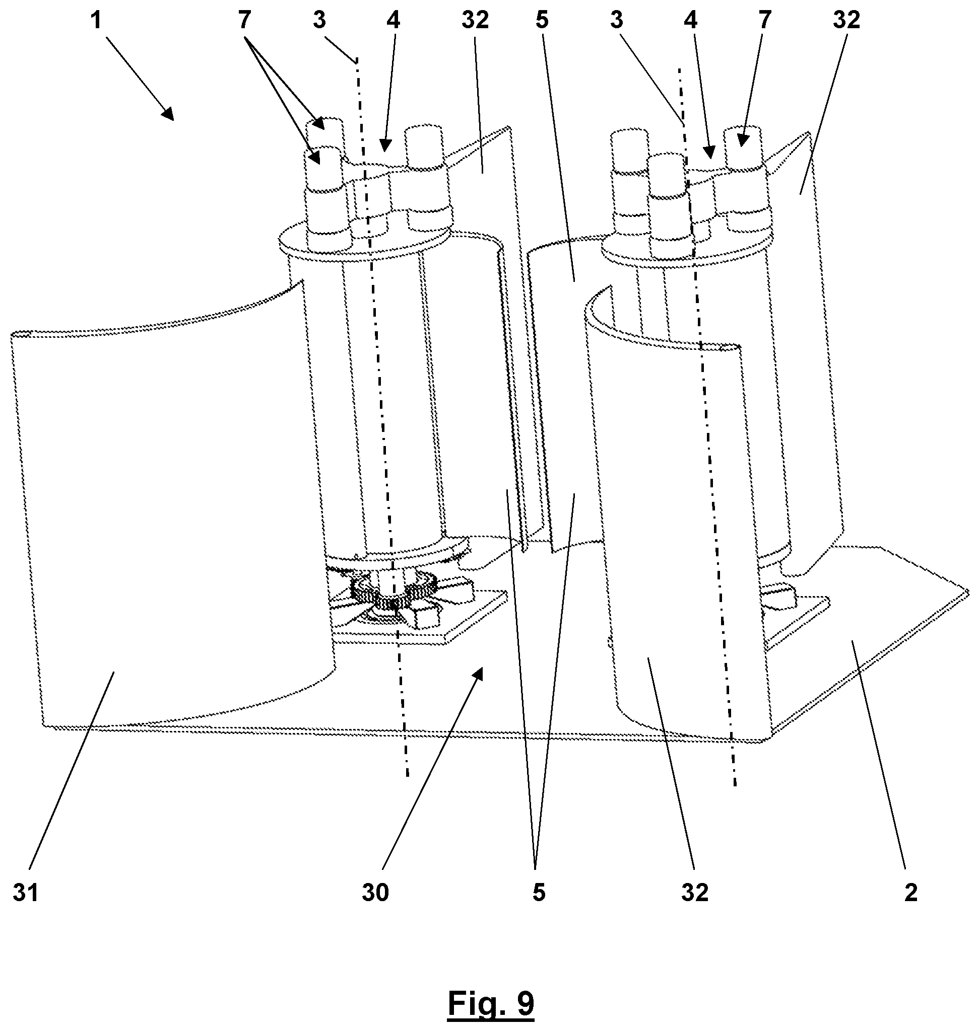 Patent US12338796 Figure 6 – Flow power plant having pivoting blades