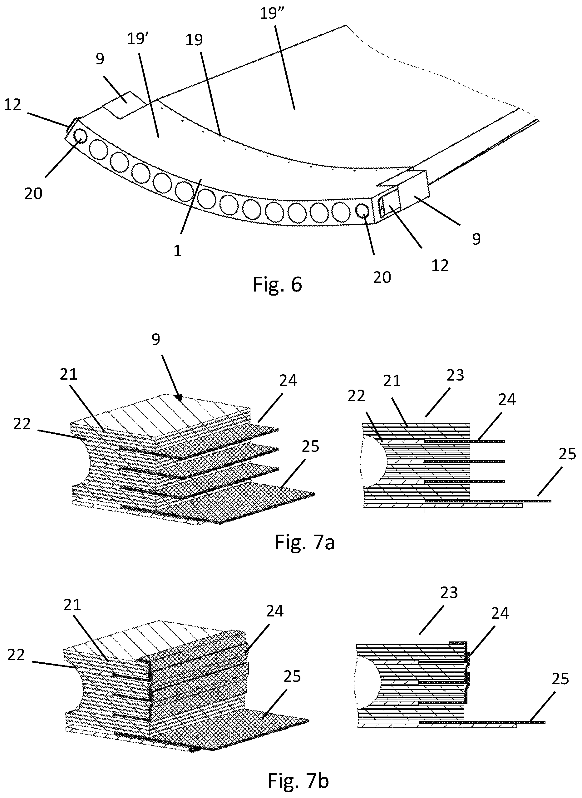 Patent US12338797 Figure 5 – System for protection against lightning strikes for a modular blade and method of forming a stack