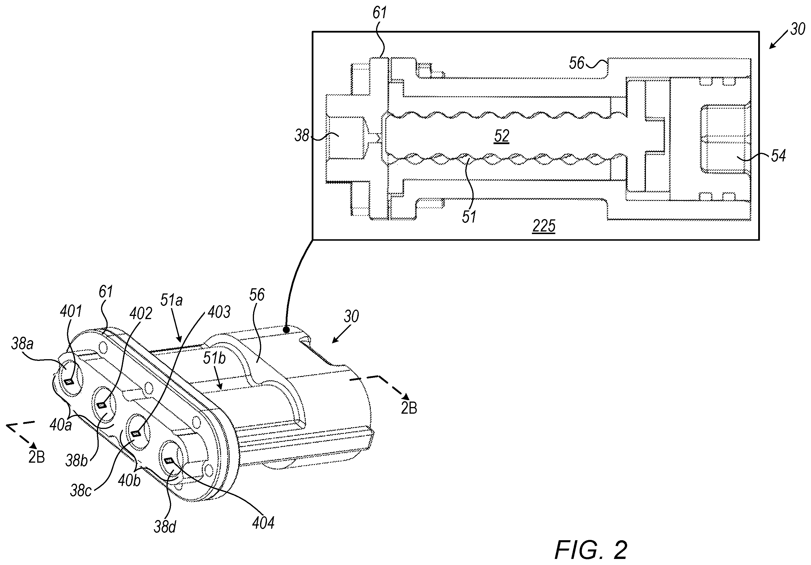 Patent US12338816 Figure 2 – Progressive cavity pump cartridge with infrared temperature sensors on fluid inlet and outlet