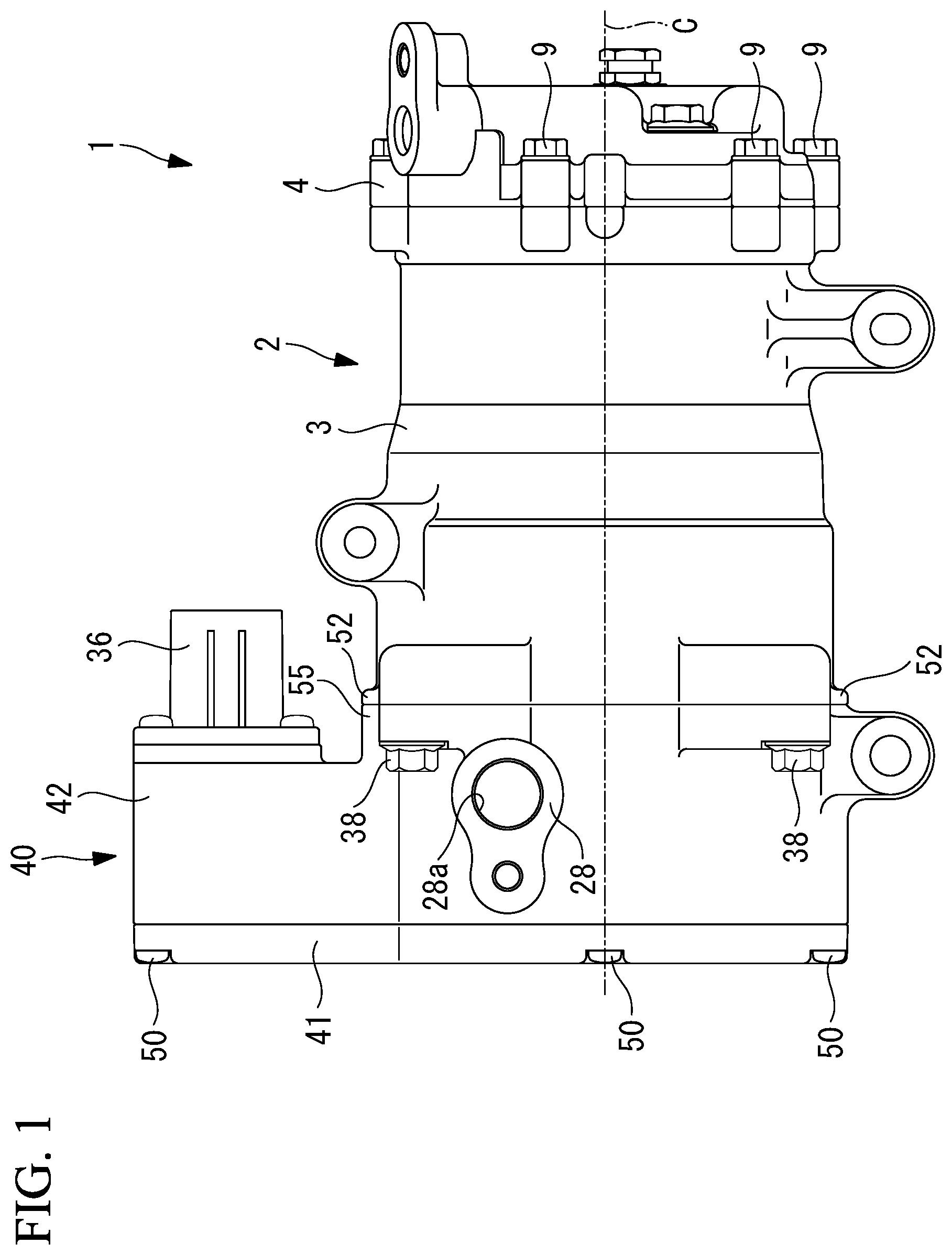 Patent US12338824 Figure 1 – Electric compressor
