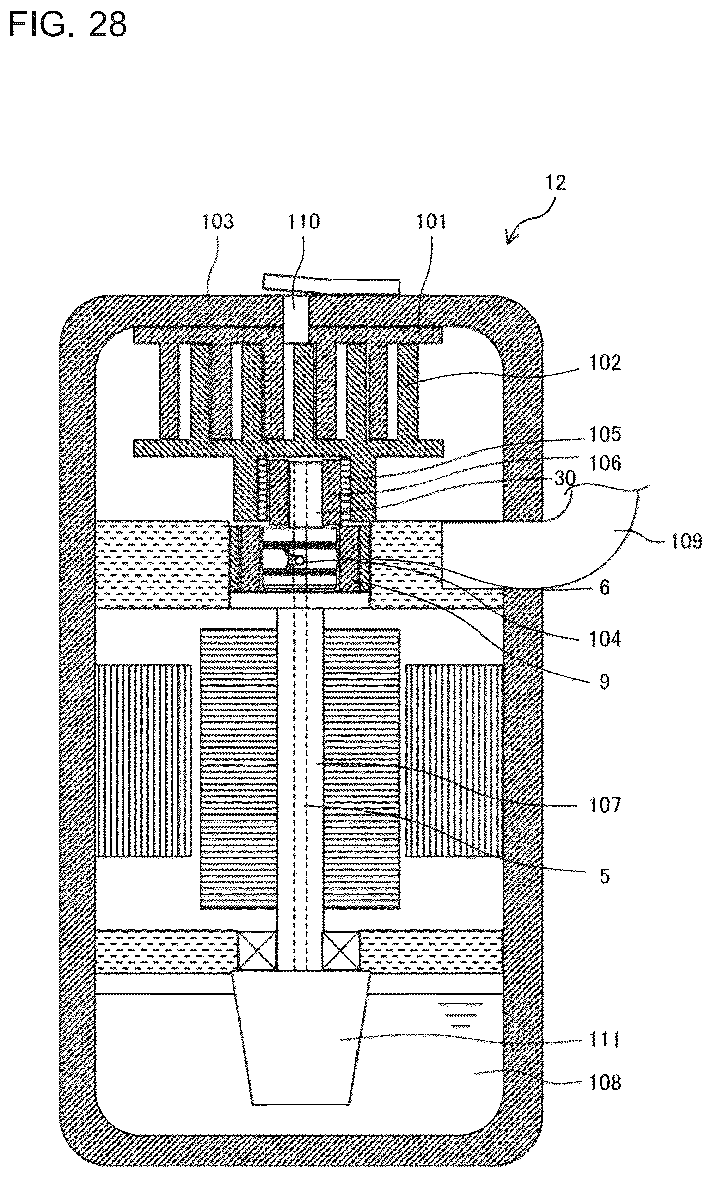 Patent US12338825 Figure 15 – Bearing structure, compressor, and refrigeration cycle apparatus with foreign matter separator