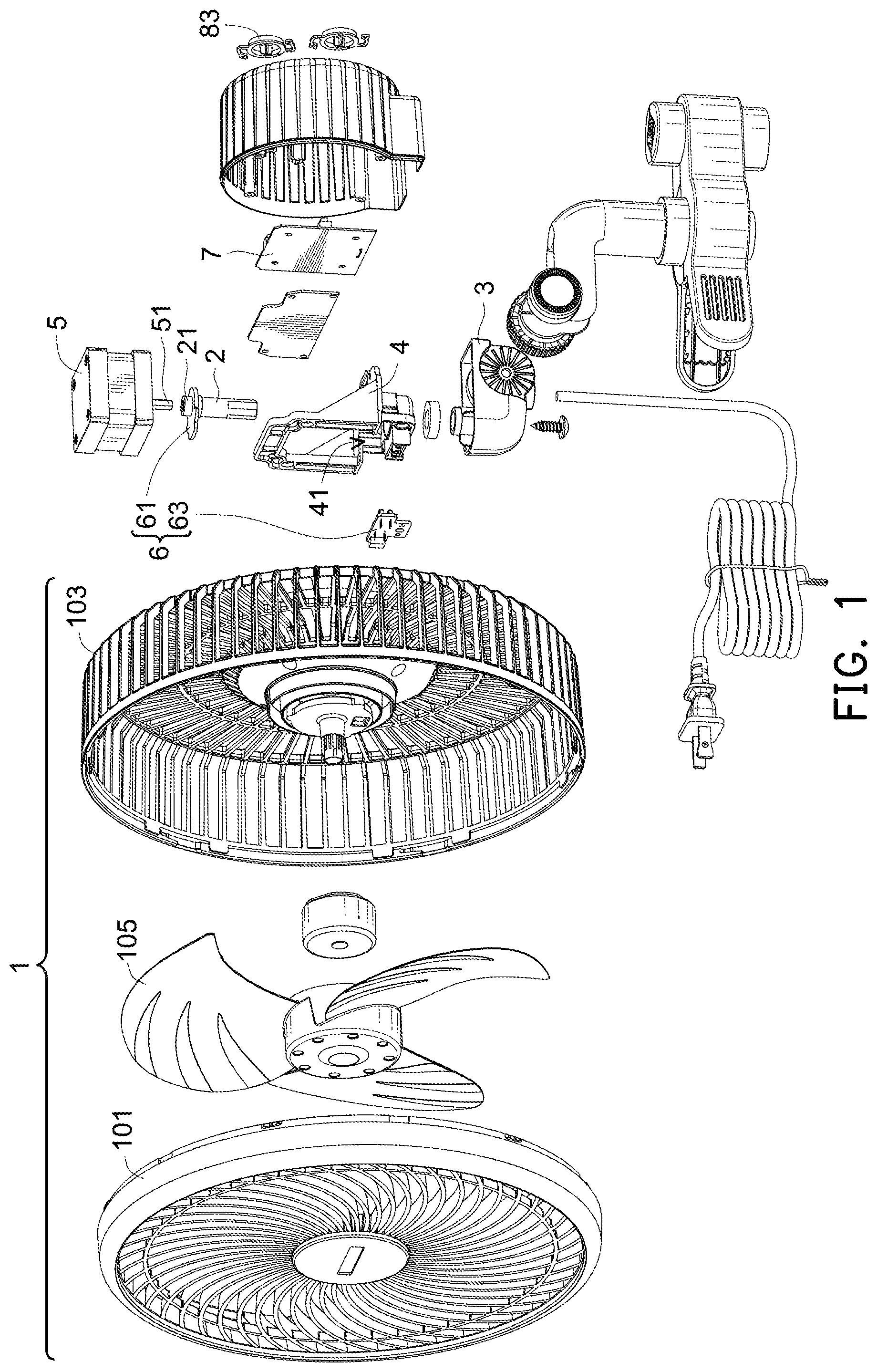 Patent US12338831 Figure 1 – Oscillating fan control system and control method thereof