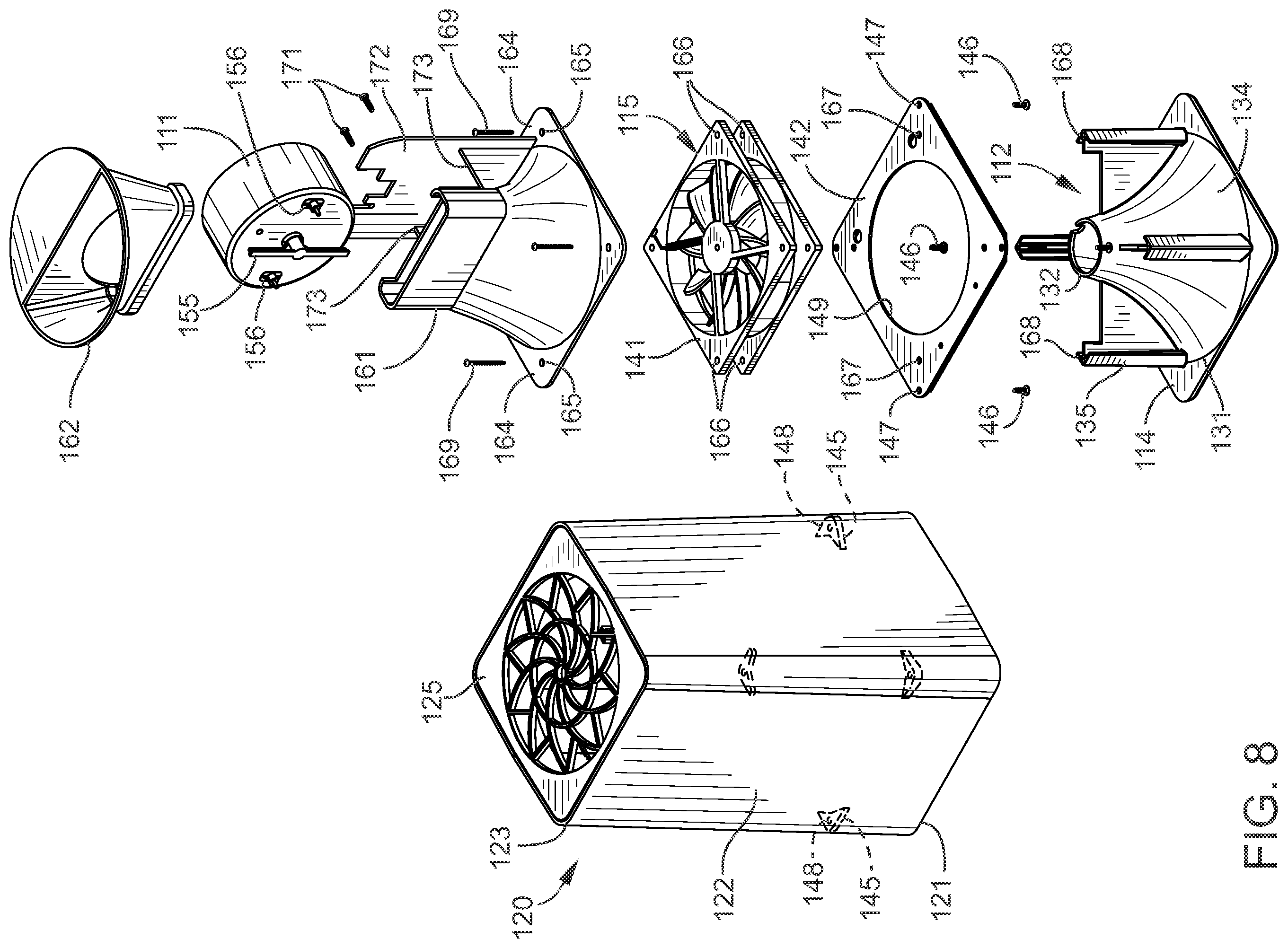Patent US12338835 Figure 7 – Fan diffuser assembly and method