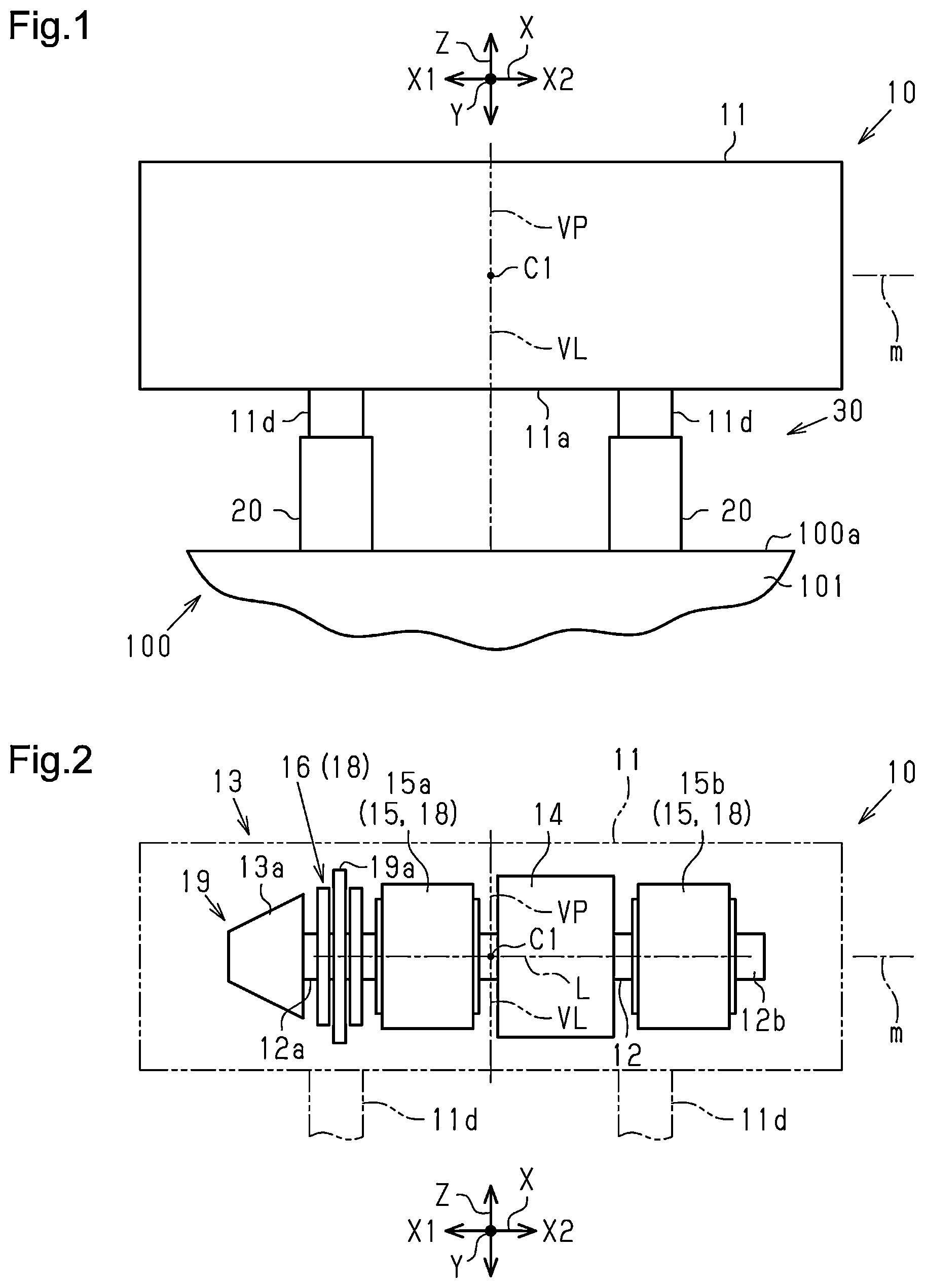 Patent US12338838 Figure 1 – Mounting structure for compressor and compressor