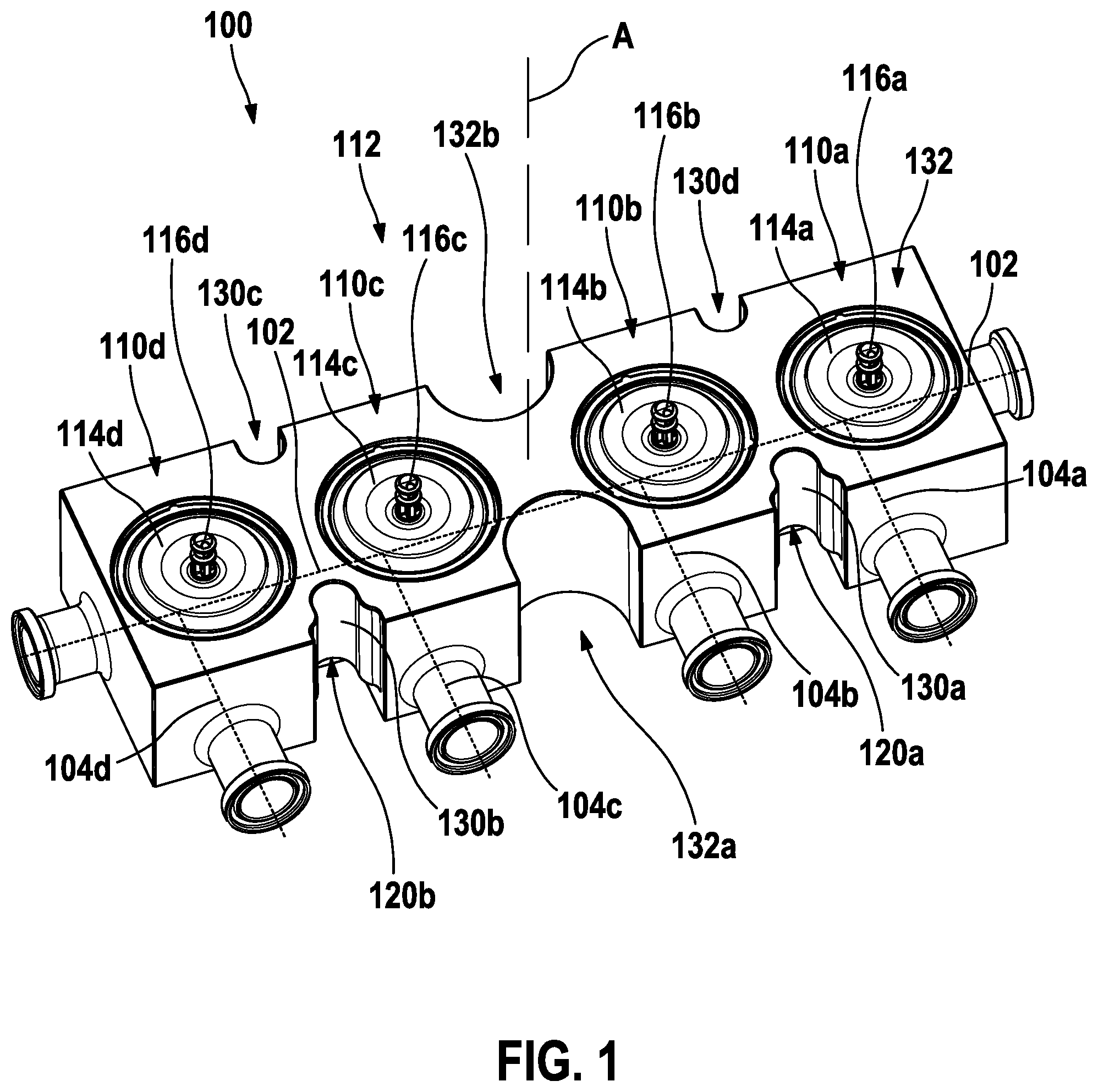 Patent US12338842 Figure 1 – Valve block body and device for arranging the valve block body on a drive body