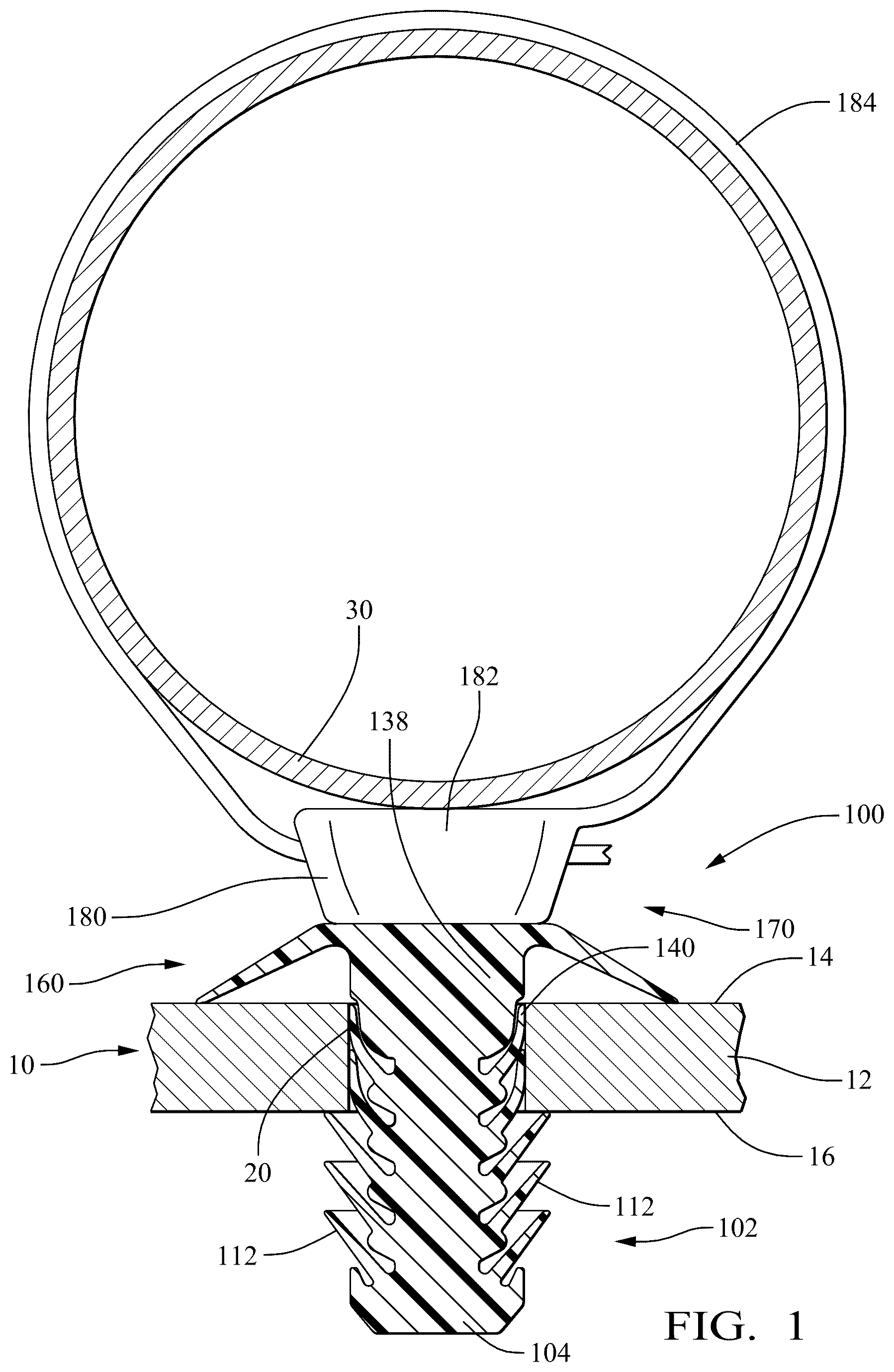 Patent US12338848 Figure 1 – Anti-wobble fir tree mount