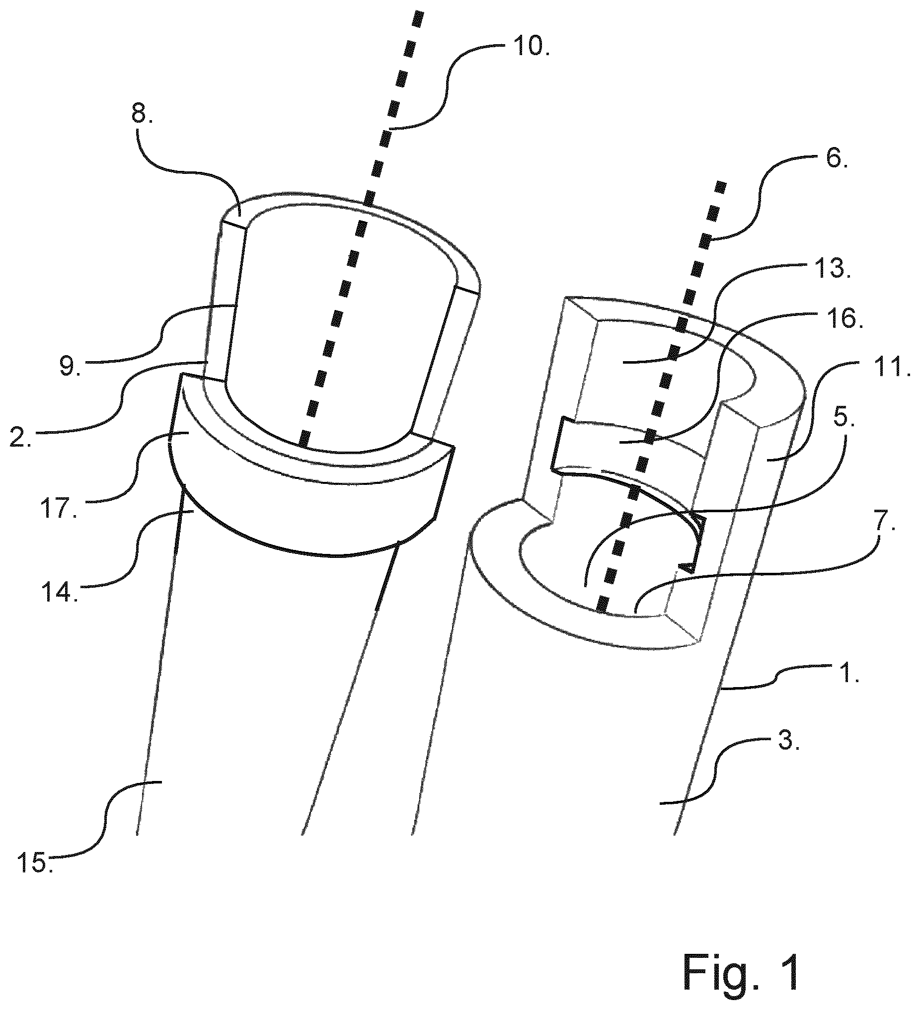 Patent US12338853 Figure 1 – Coupling for interconnecting two items
