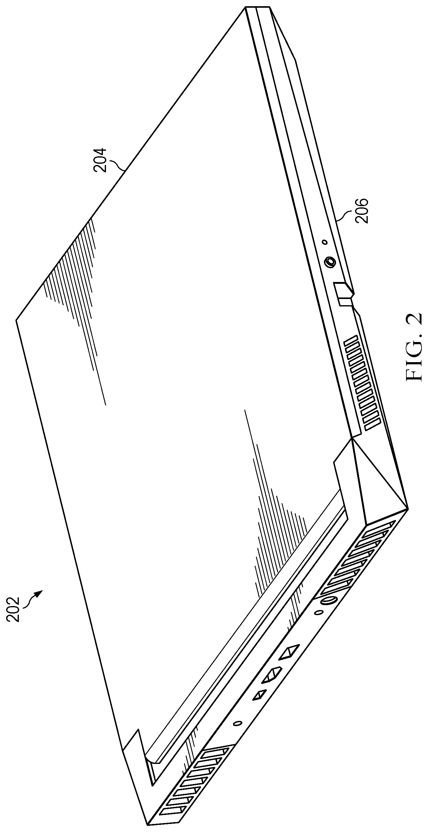 Patent US12338854 Figure 2 – Articulating intake cover of an information handling system