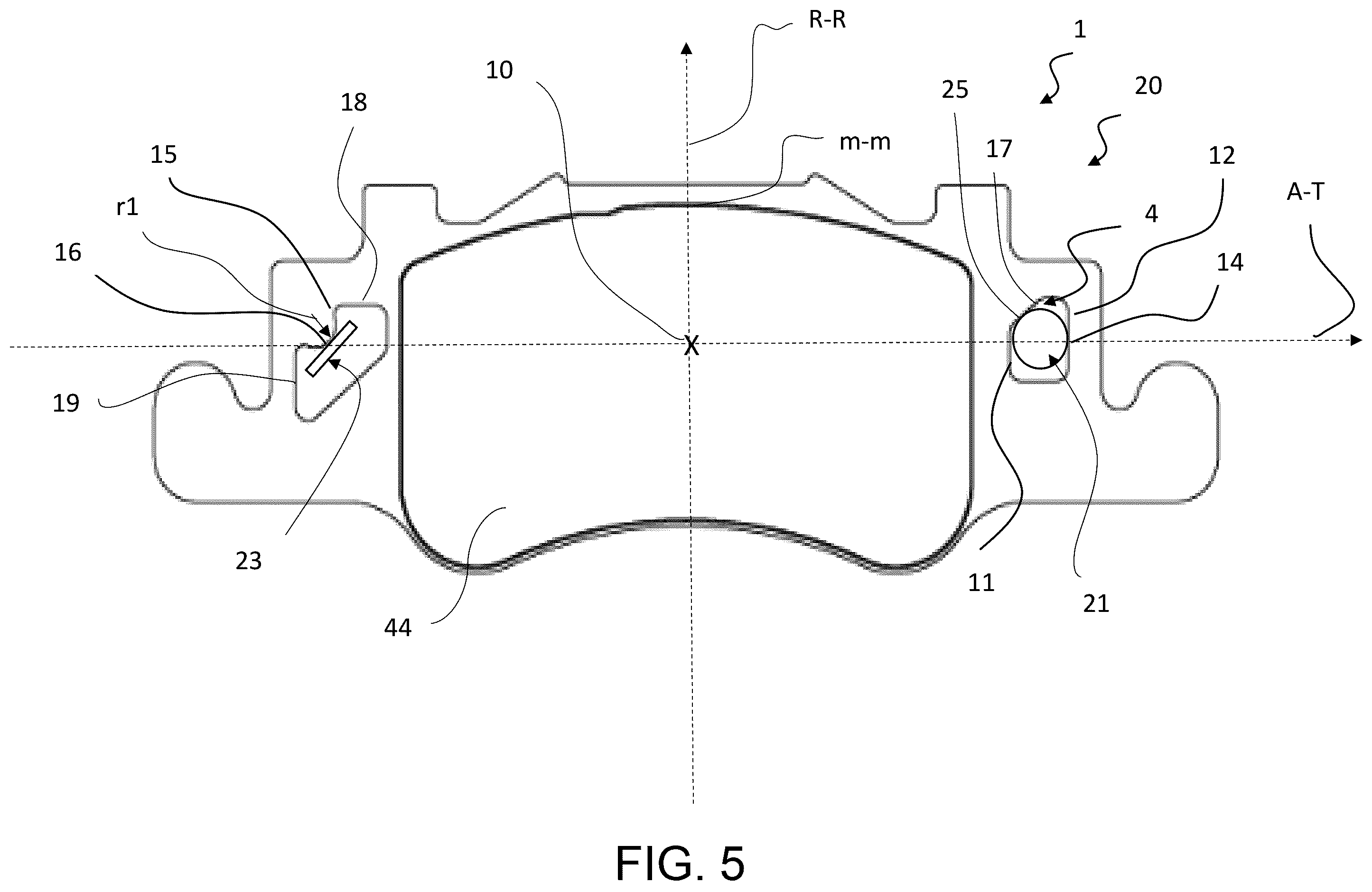 Patent US12338866 Figure 5 – Brake pad; pad assembly; brake caliper assembly