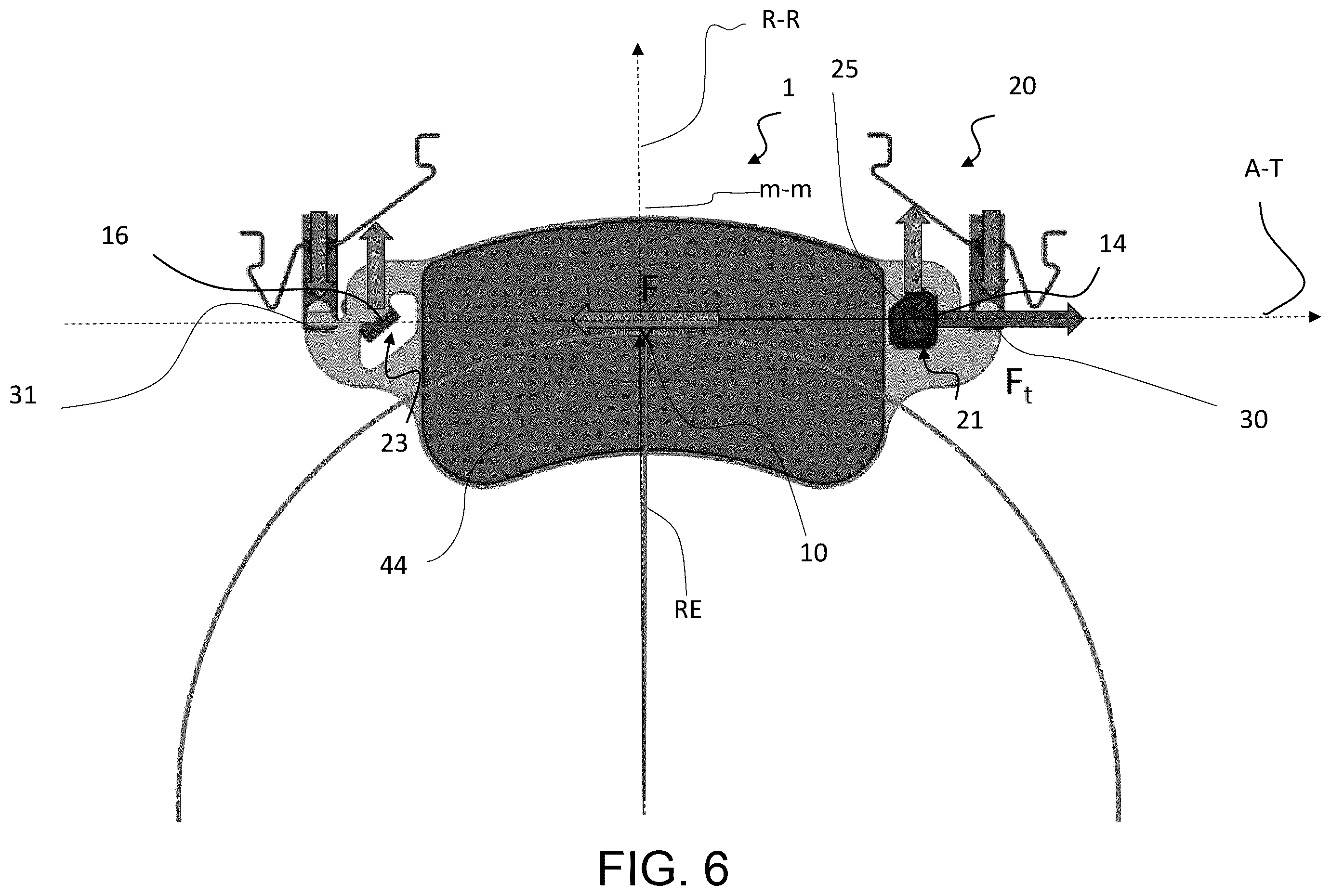 Patent US12338866 Figure 6 – Brake pad; pad assembly; brake caliper assembly