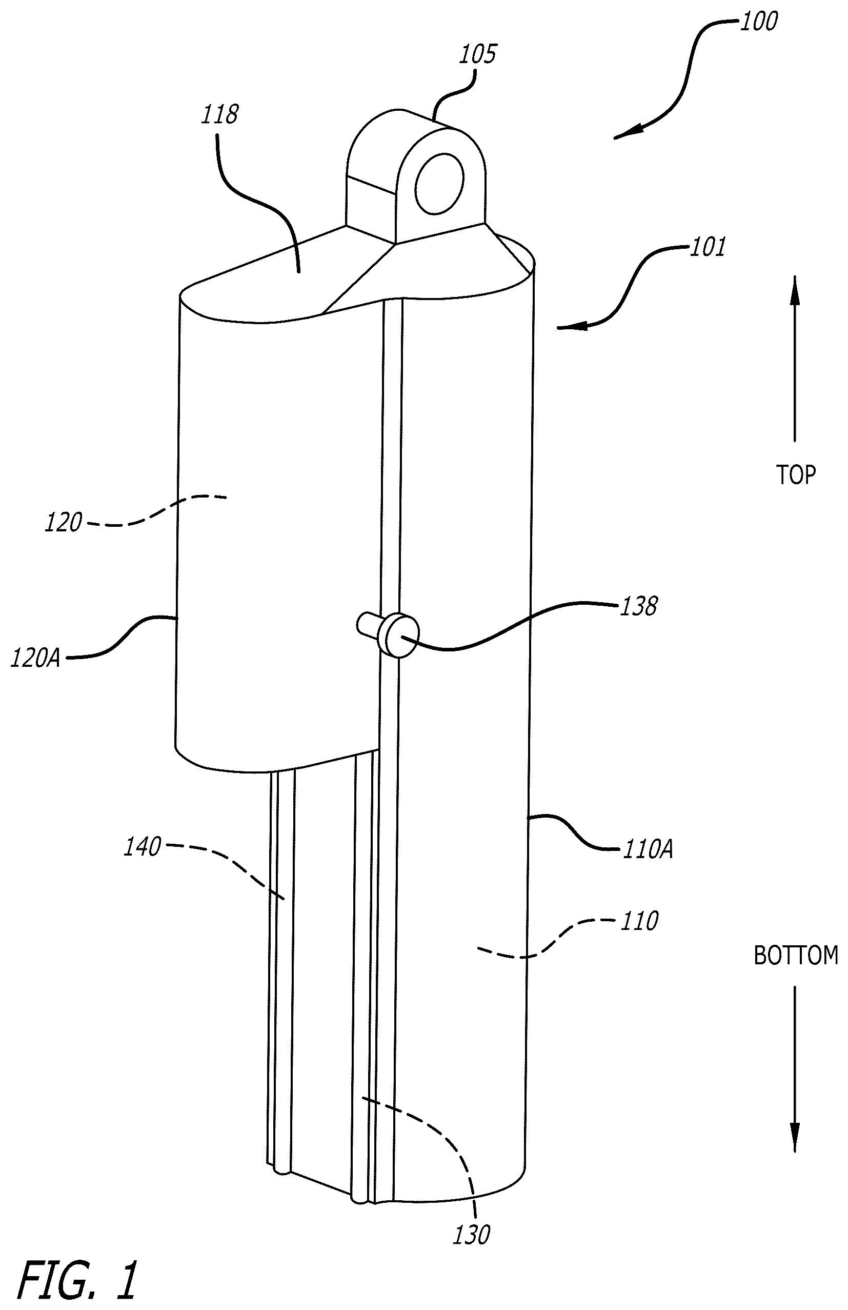 Patent US12338873 Figure 1 – Single piece shock body