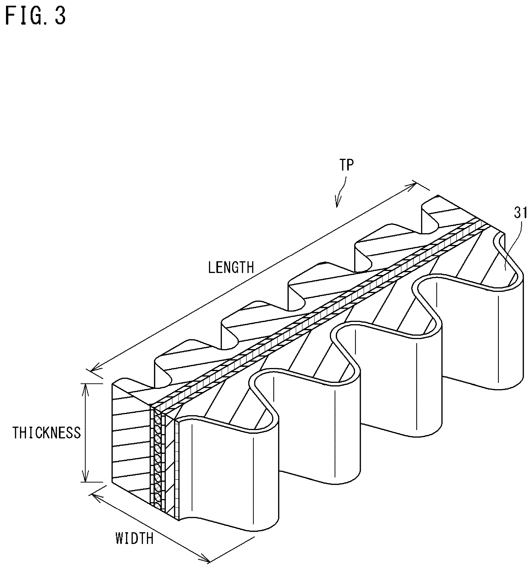 Patent US12338876 Figure 3 – Raw edge V-belt