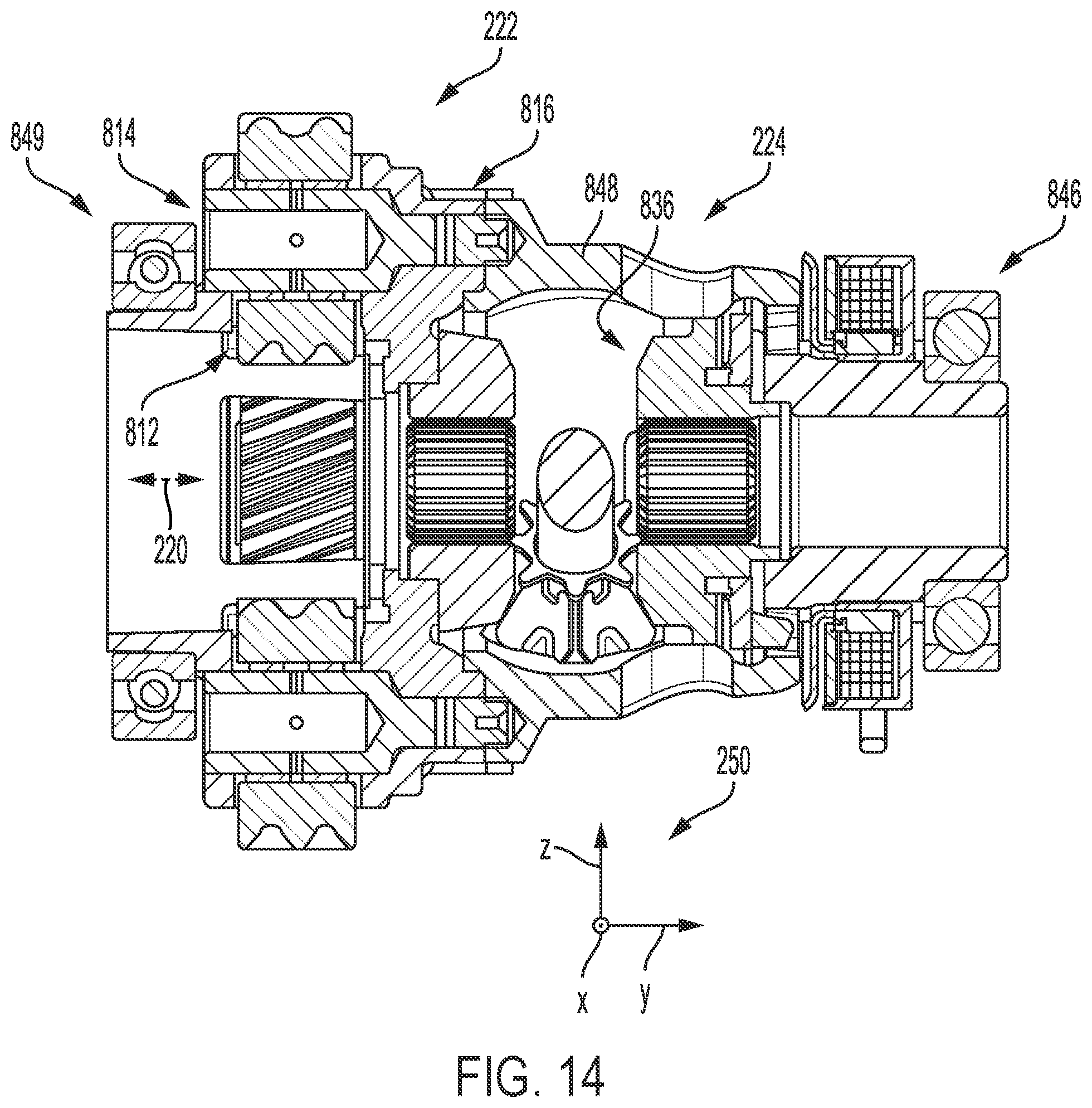 Patent US12338877 Figure 9 – Electric drive axle system with removable planetary gear assembly