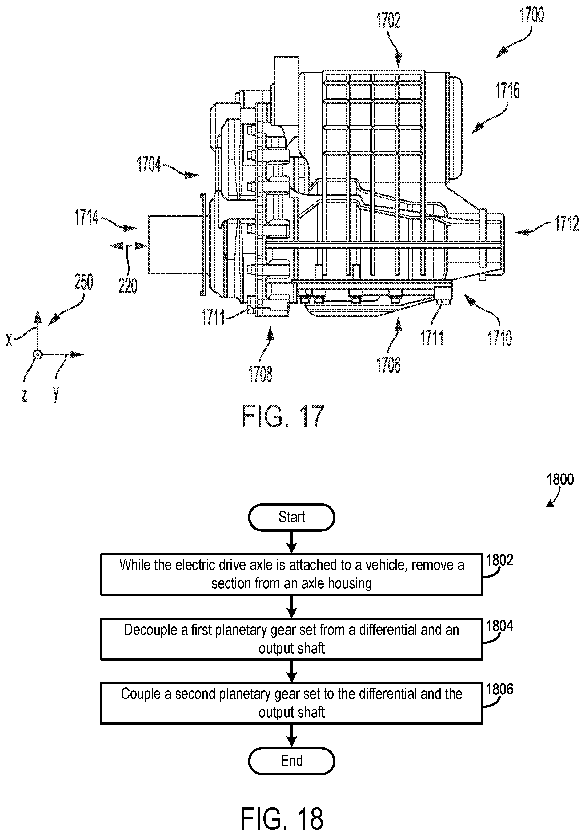 Patent US12338877 Figure 11 – Electric drive axle system with removable planetary gear assembly