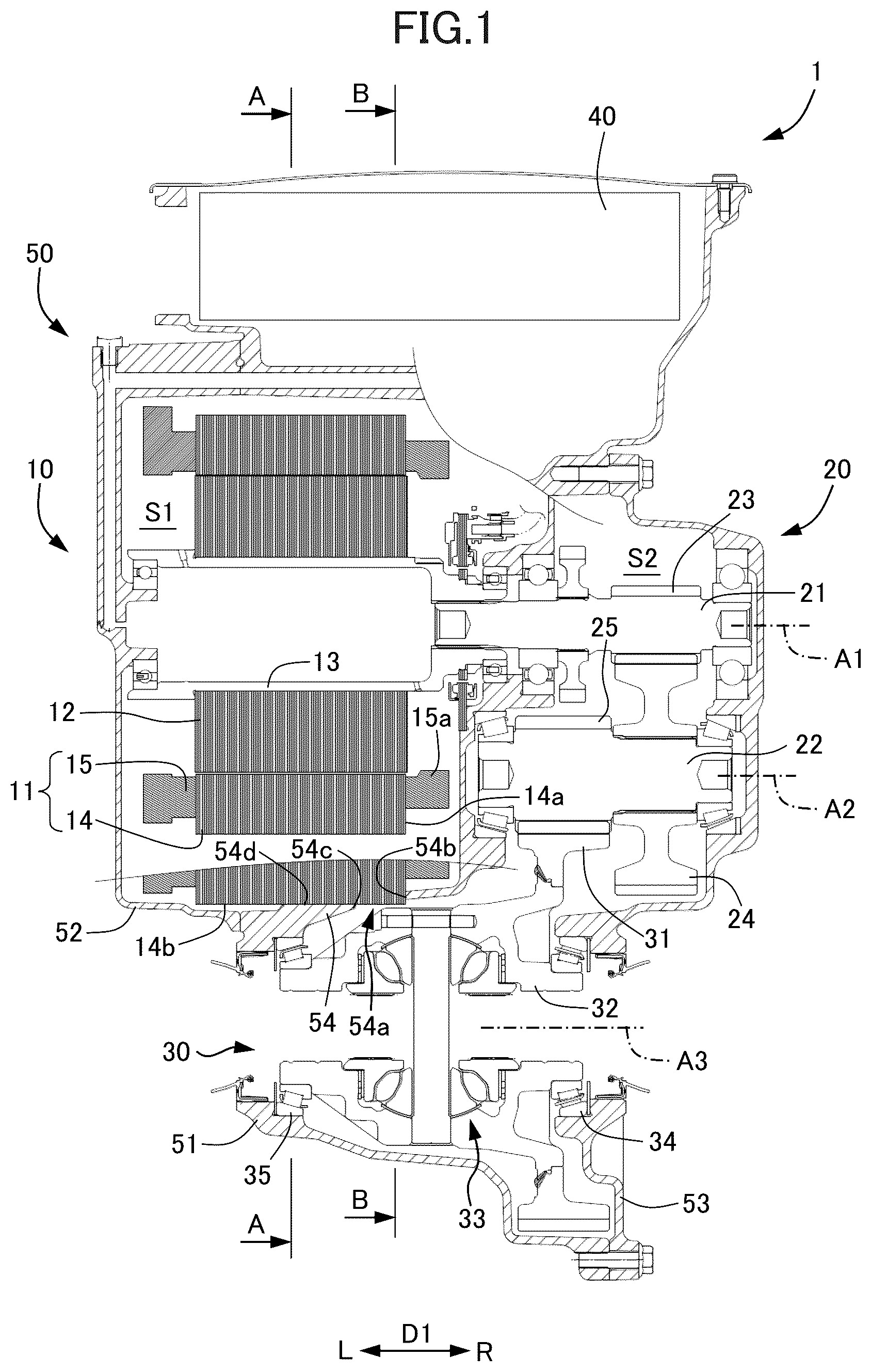 Patent US12338880 Figure 1 – Vehicle drive device