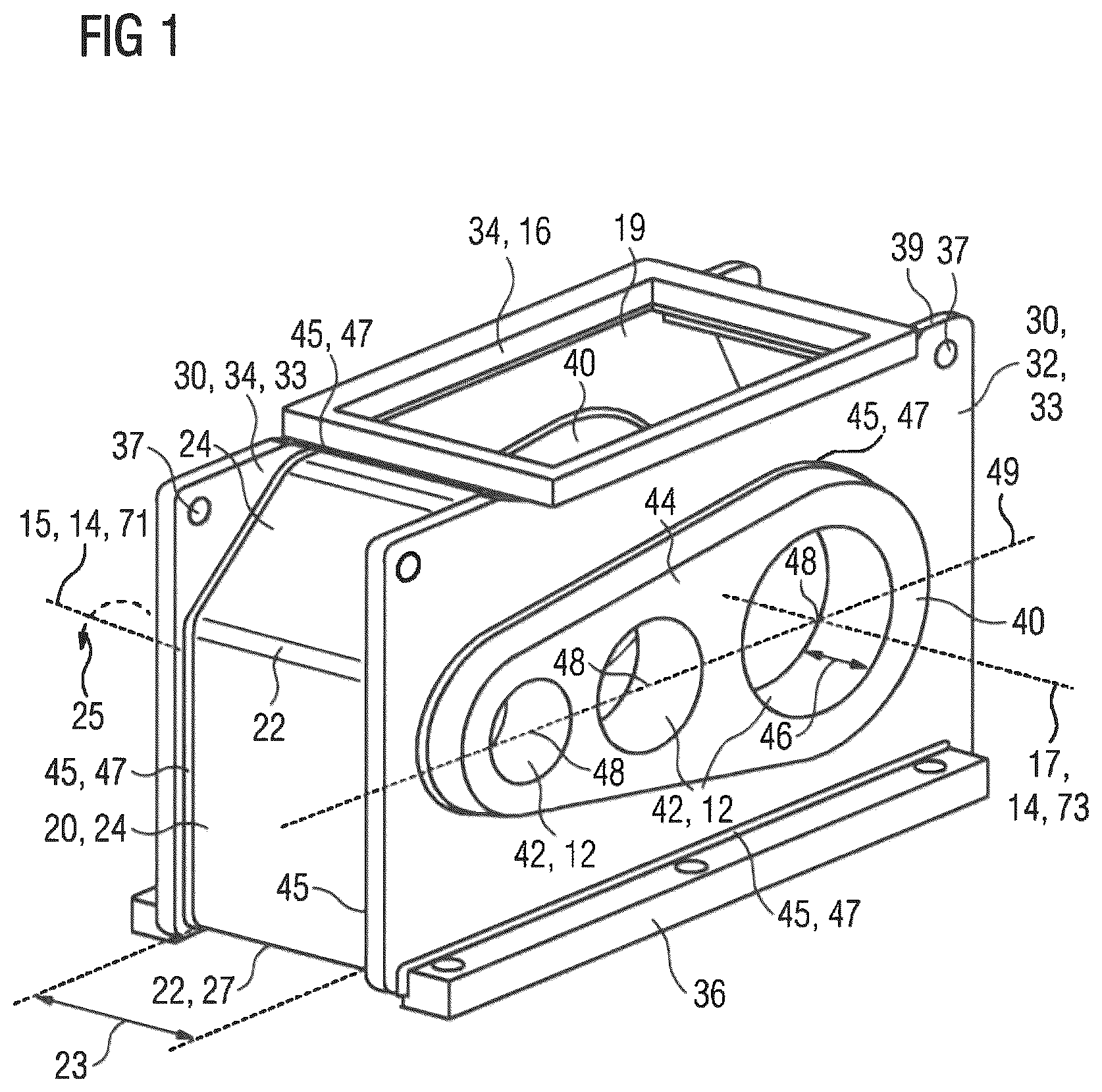 Patent US12338887 Figure 1 – Scalable transmission housing, and housing series