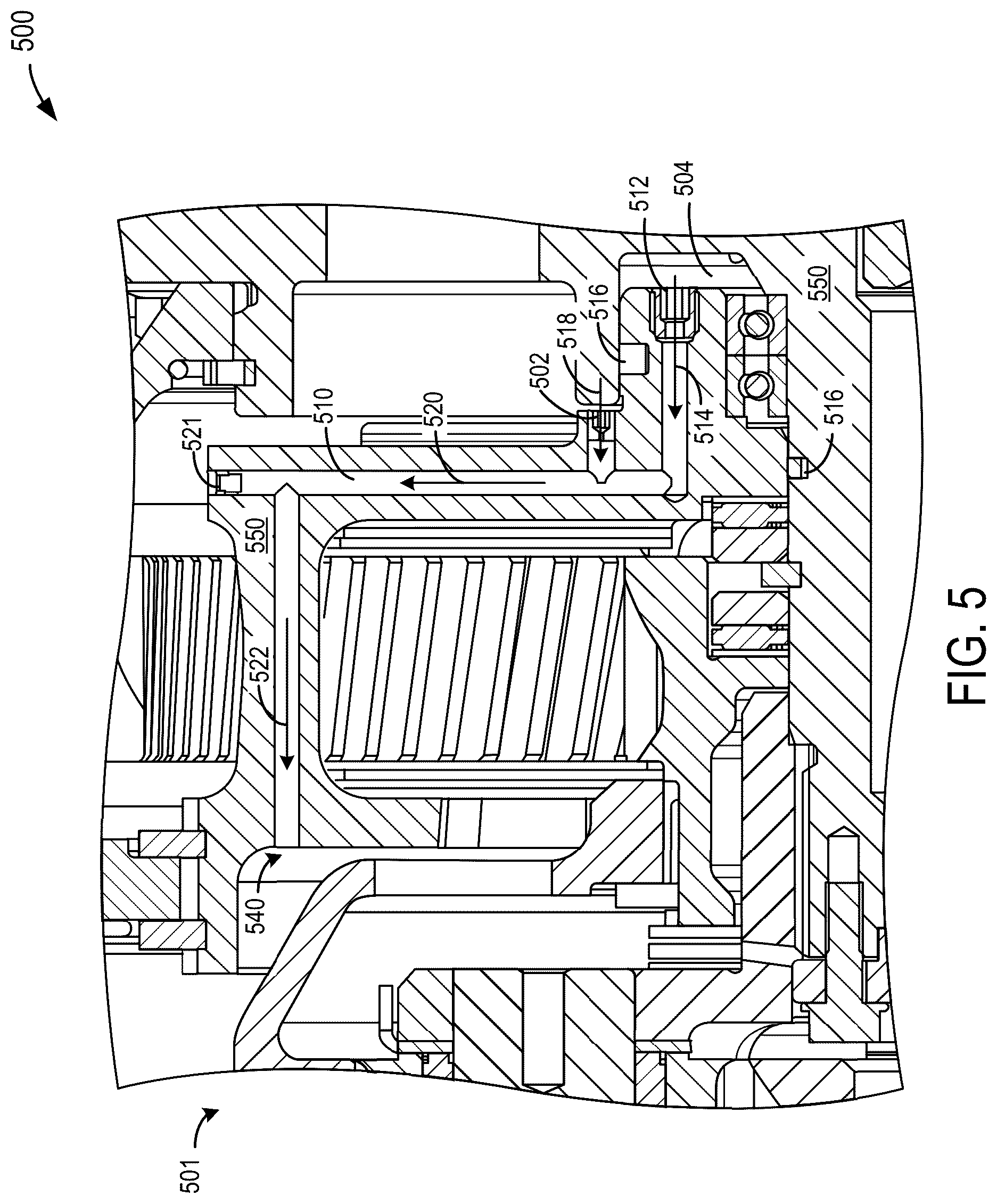 Patent US12338889 Figure 5 – Multi-channel rotational shaft lubrication system
