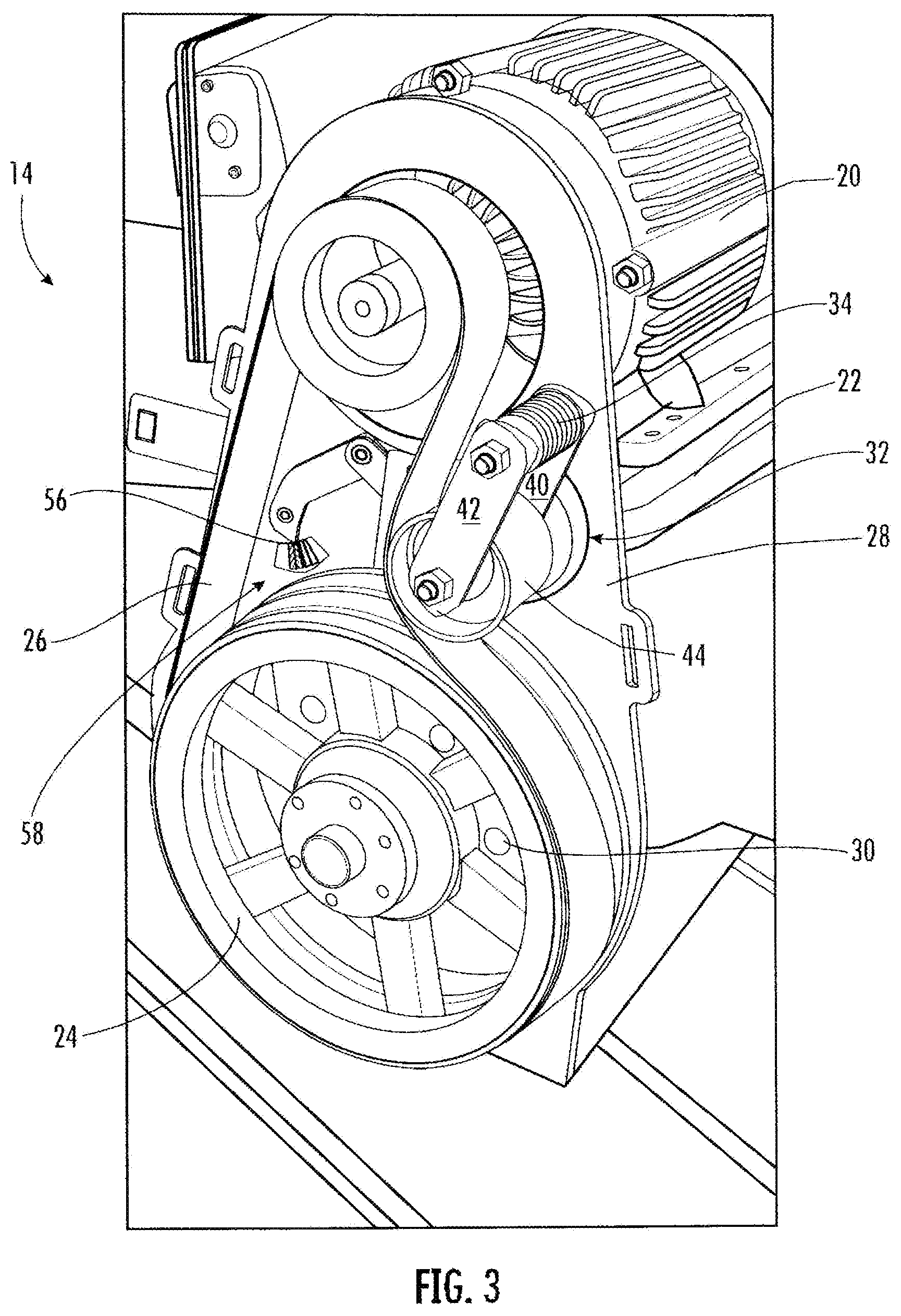 Patent US12338895 Figure 2 – Belt tensioning apparatus for drive mechanisms