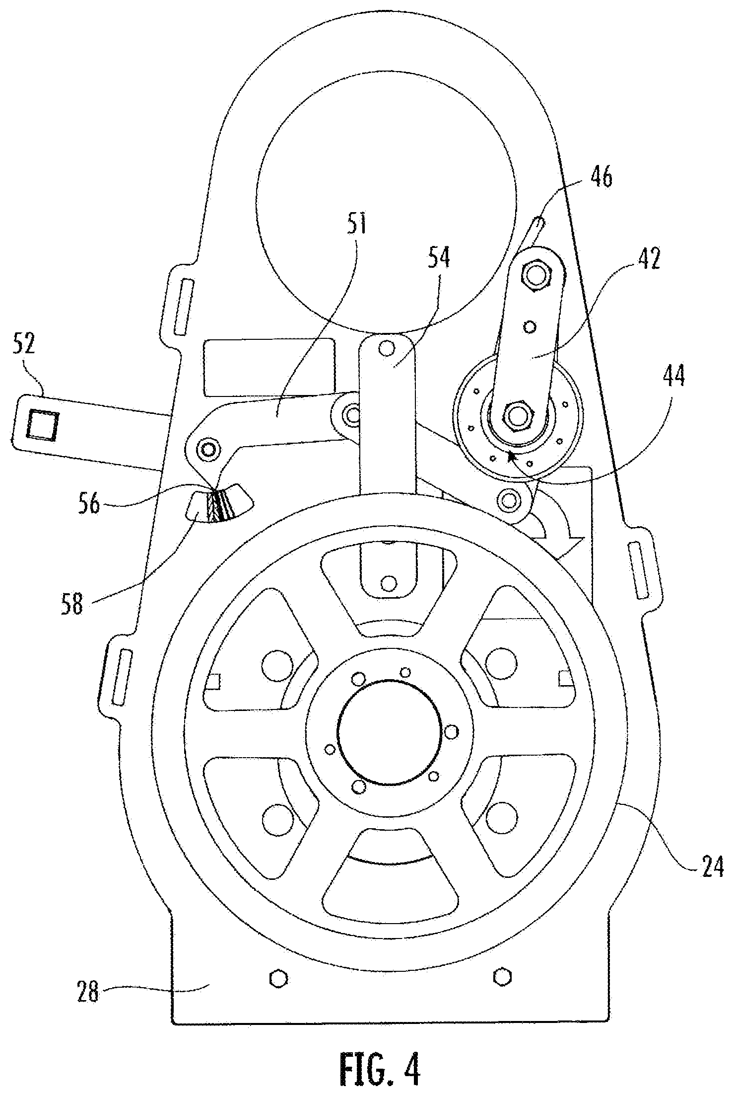 Patent US12338895 Figure 4 – Belt tensioning apparatus for drive mechanisms