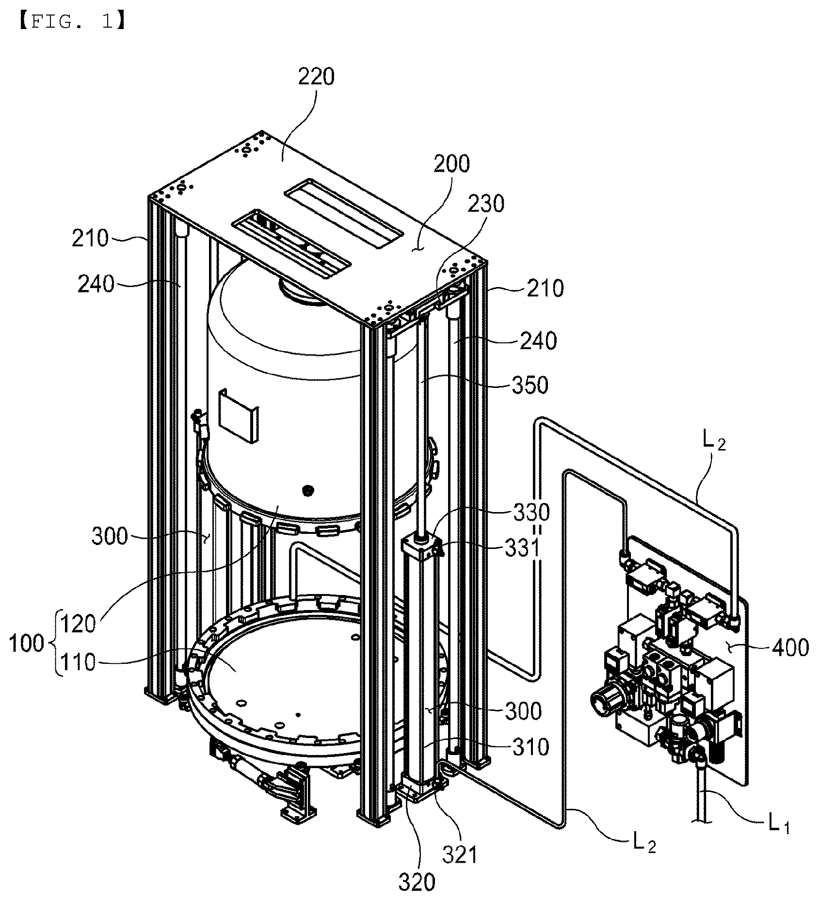 Patent US12338903 Figure 1 – Elevatable chamber and method of operating the same