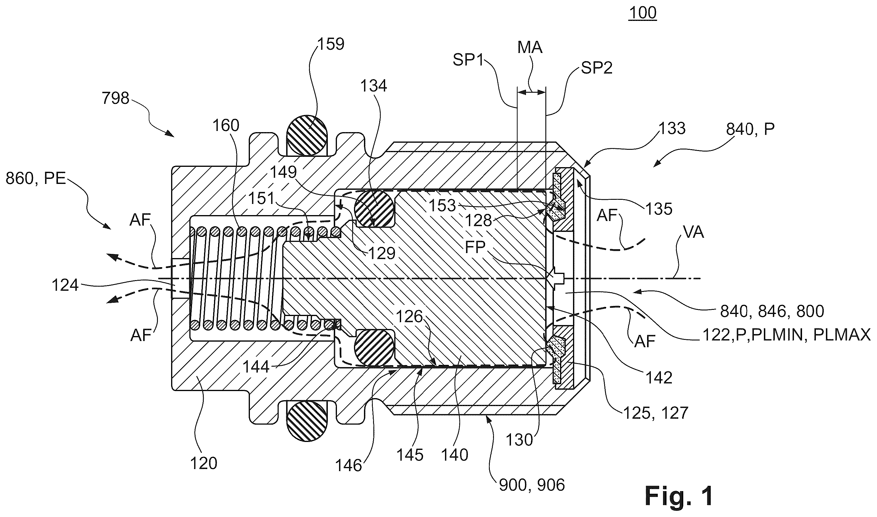 Patent US12338904 Figure 1 – Safety valve, pneumatic actuator, and vehicle